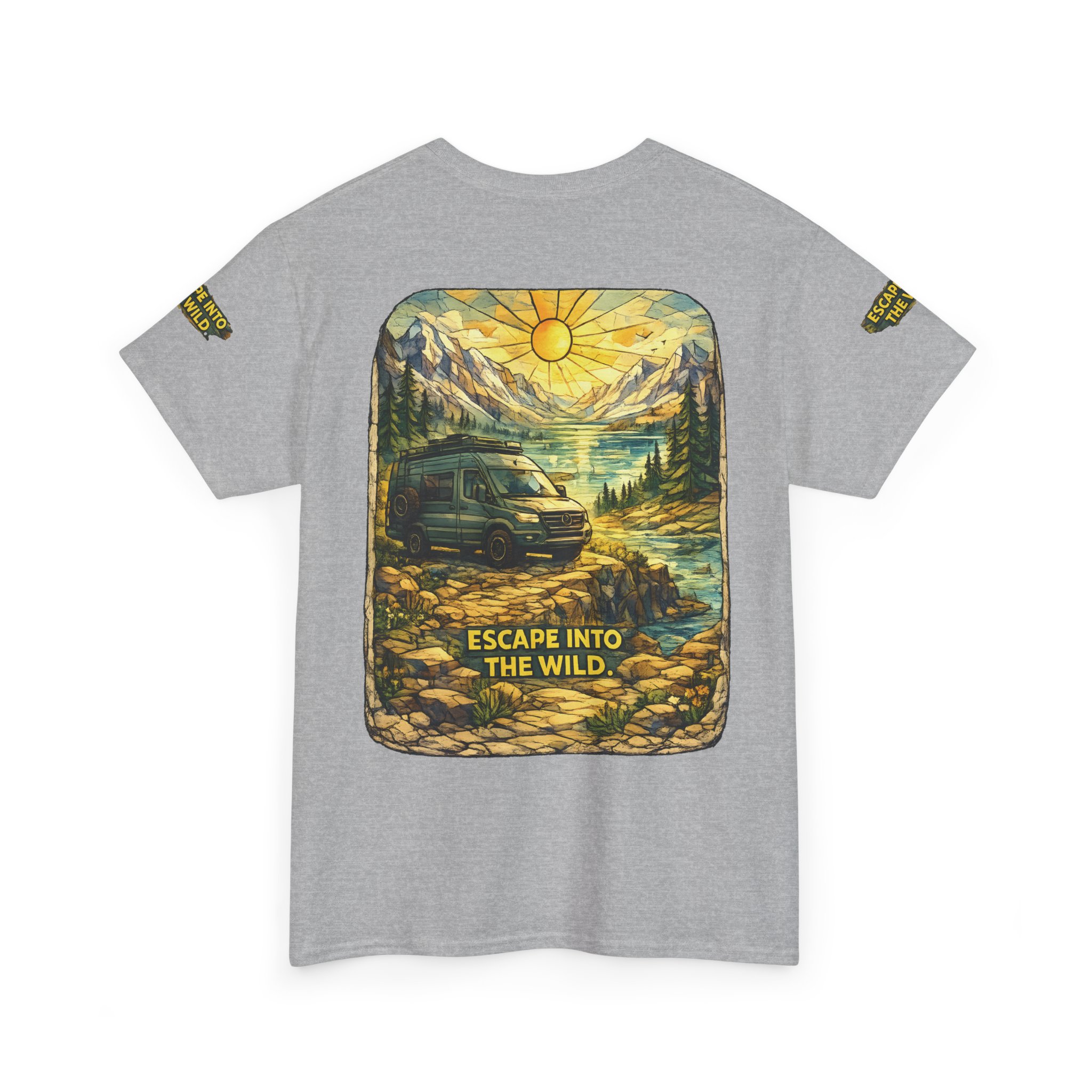 Unisex Heavy Cotton Tee — "Escape Into The Wild" Design Cubic-Line