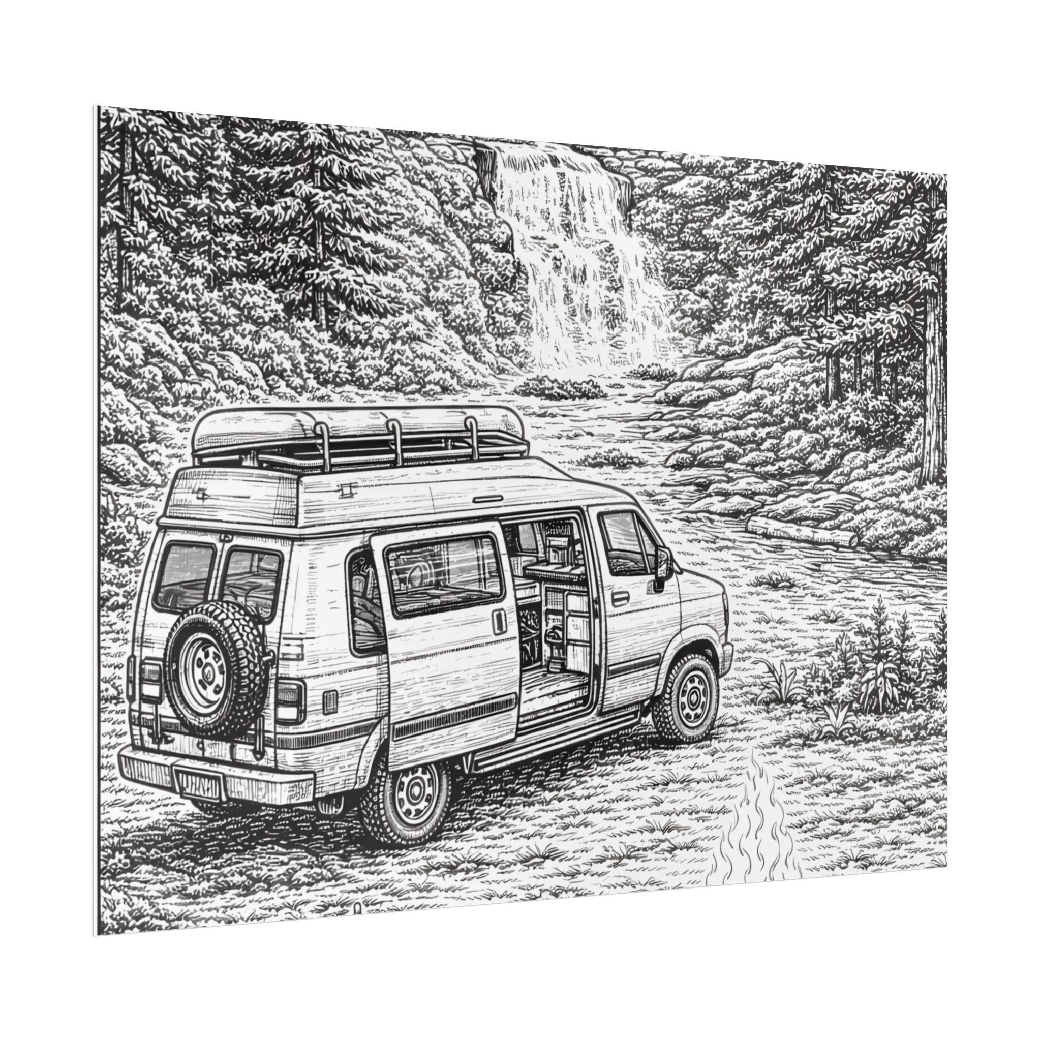 Campervan Poster — Vintage RV Camping Landscape Wall Art