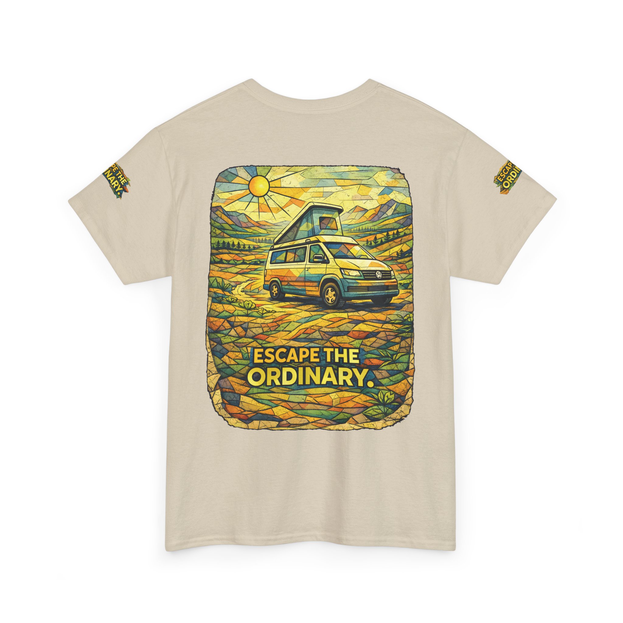 7375547749368702684_2048.jpeg Unisex Heavy Cotton Tee — "Escape The Ordinary" Design Cubic-Line