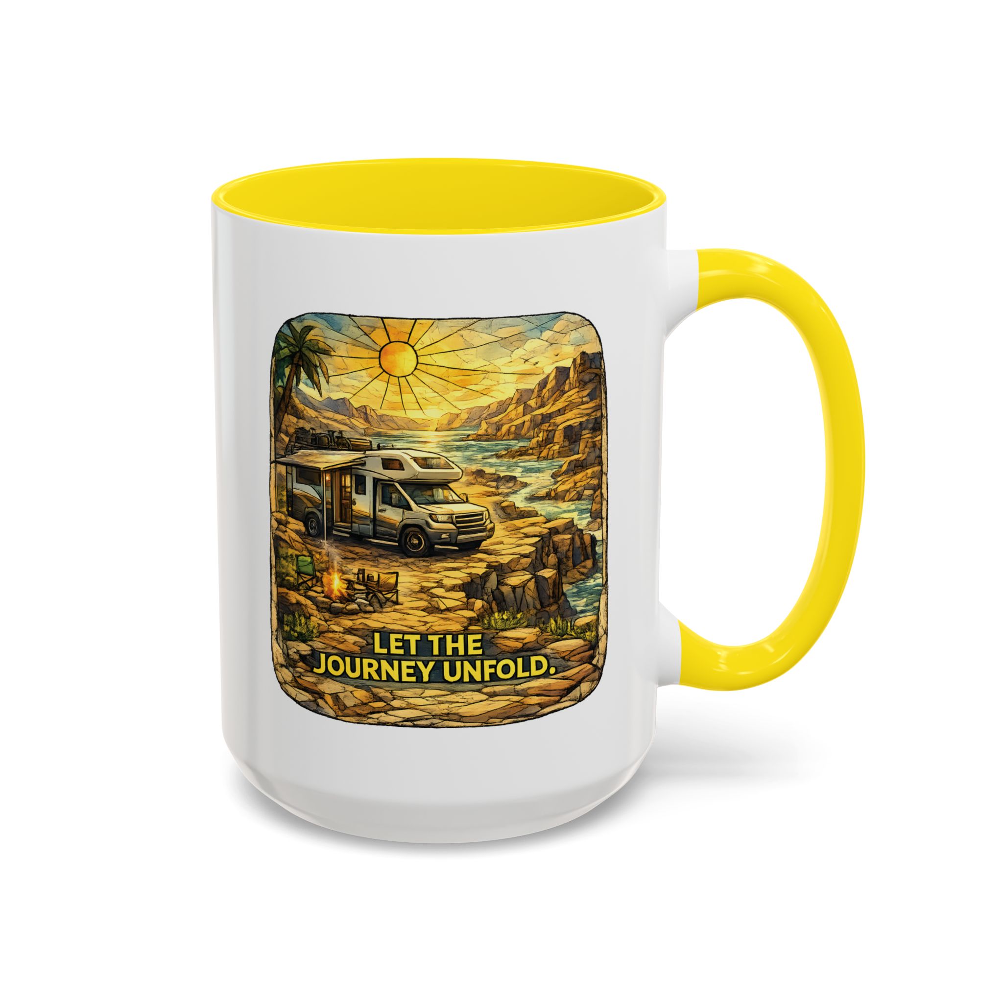 737608096495586531_2048.jpeg Accent Coffee Mug (11, 15oz) — "Let The Journey Unfold" Design Cubic-Line