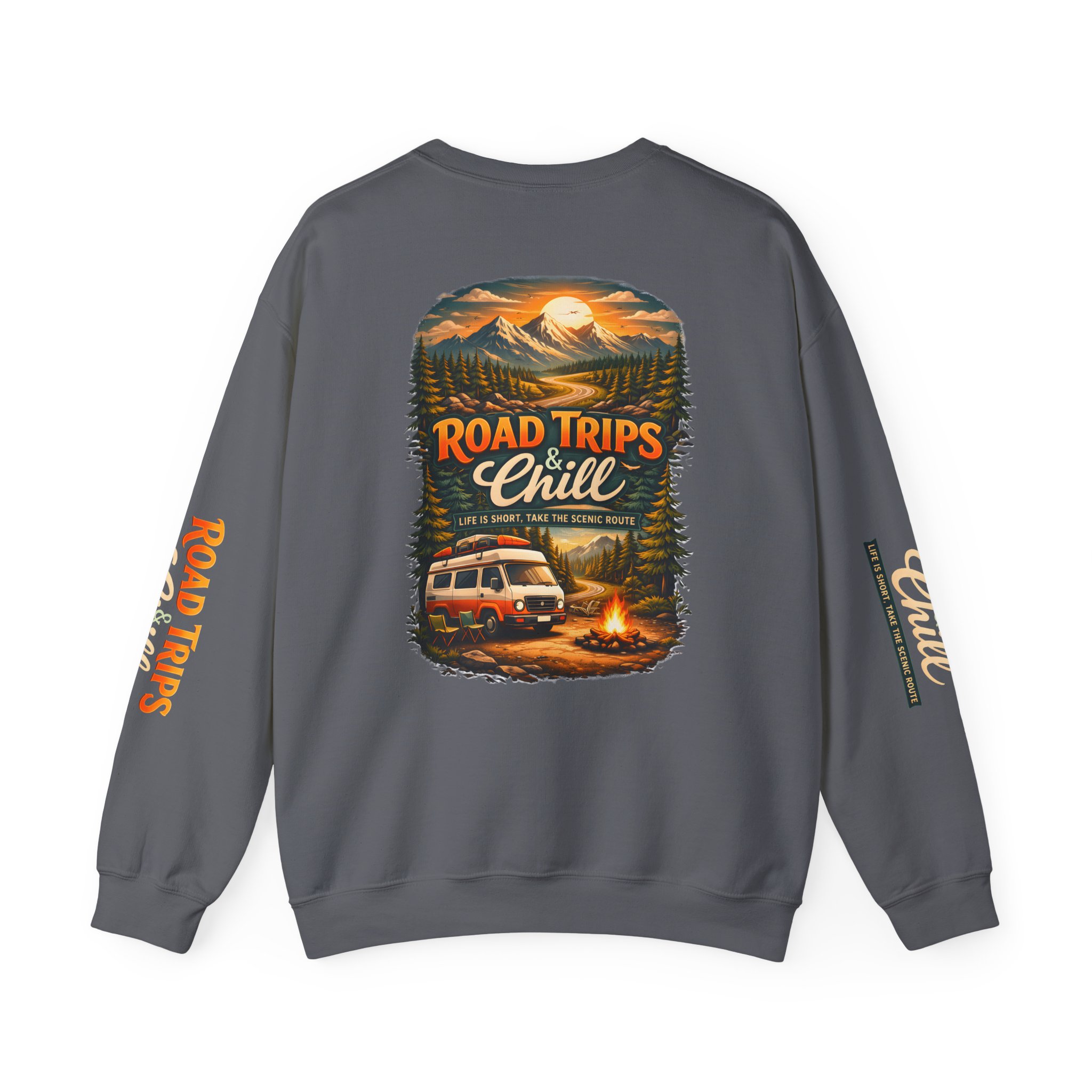 7379989732333437721_2048.jpeg Unisex Heavy Blend™ Crewneck Sweatshirt — "Road Trips & Chill" Design Scenic-Line