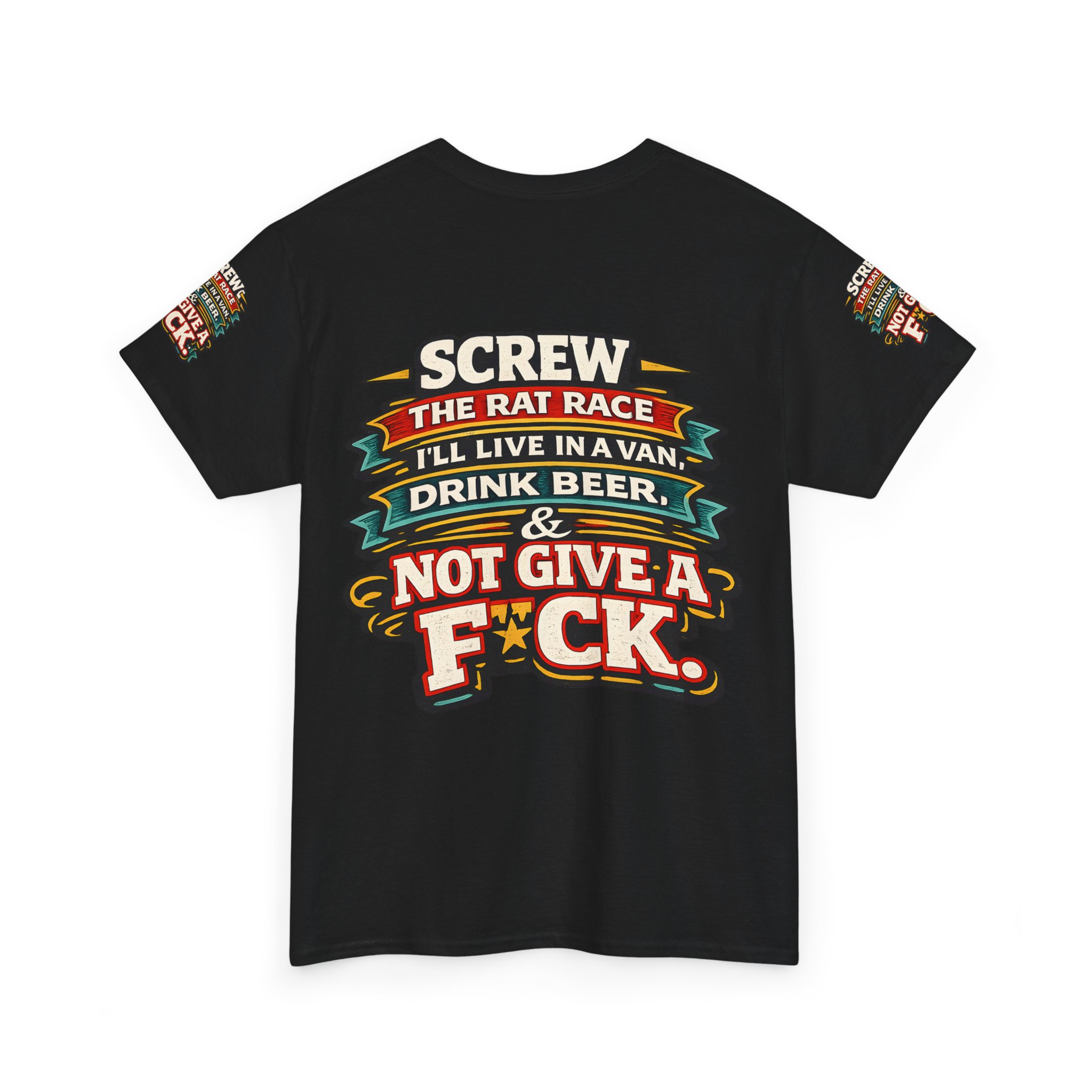 Unisex Heavy Cotton Tee — "Screw The Rat Race" Design F**K-Line