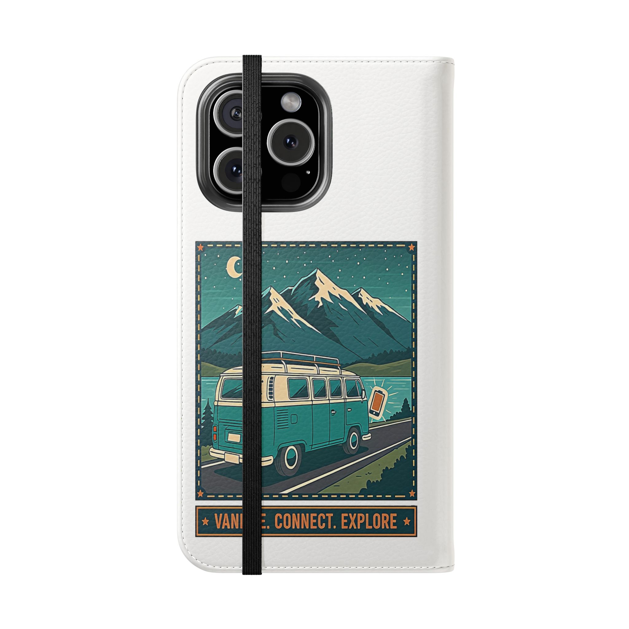 Flip Phone Case — “WiFi Where the Roam Is” Vanlife Wallet Case