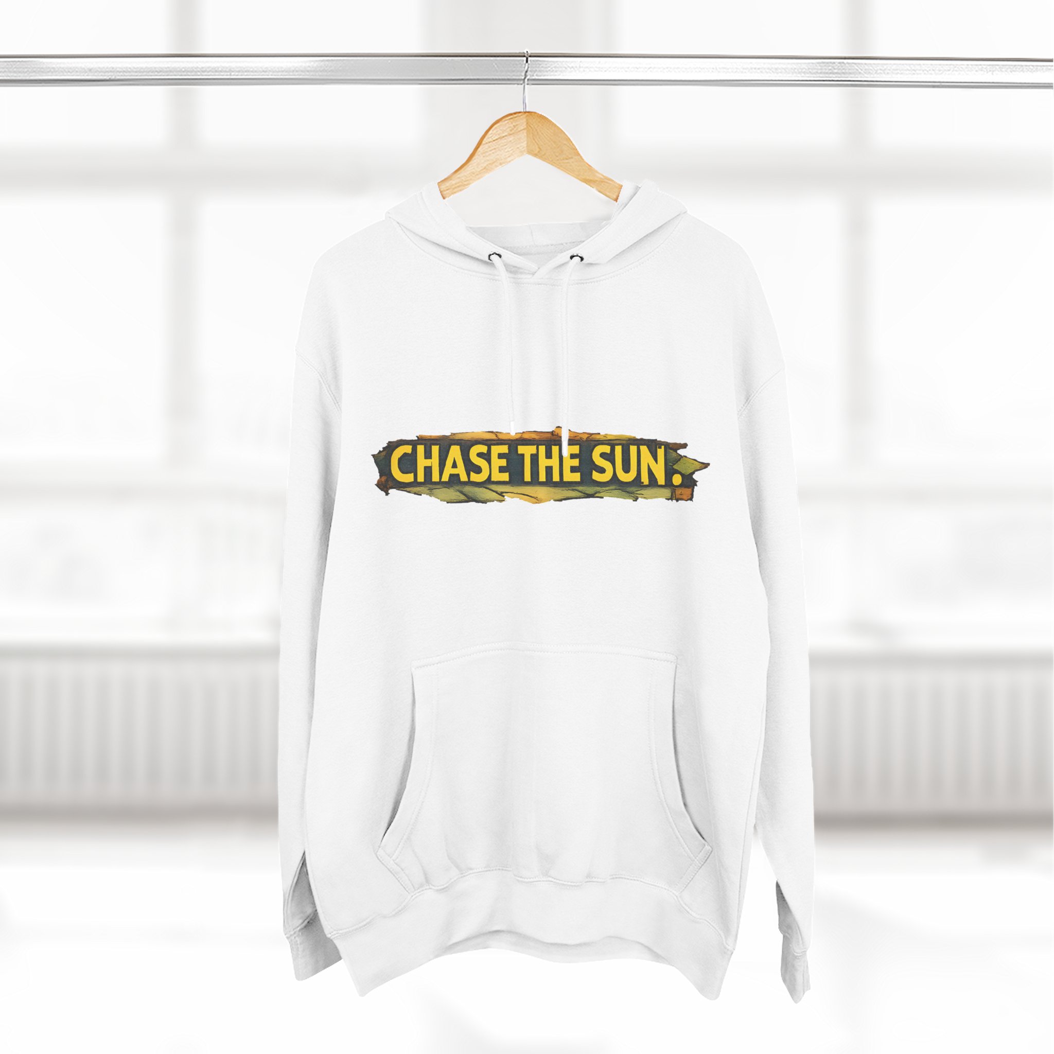 Three-Panel Fleece Hoodie - "Chase The Sun" Design Cubic-Line