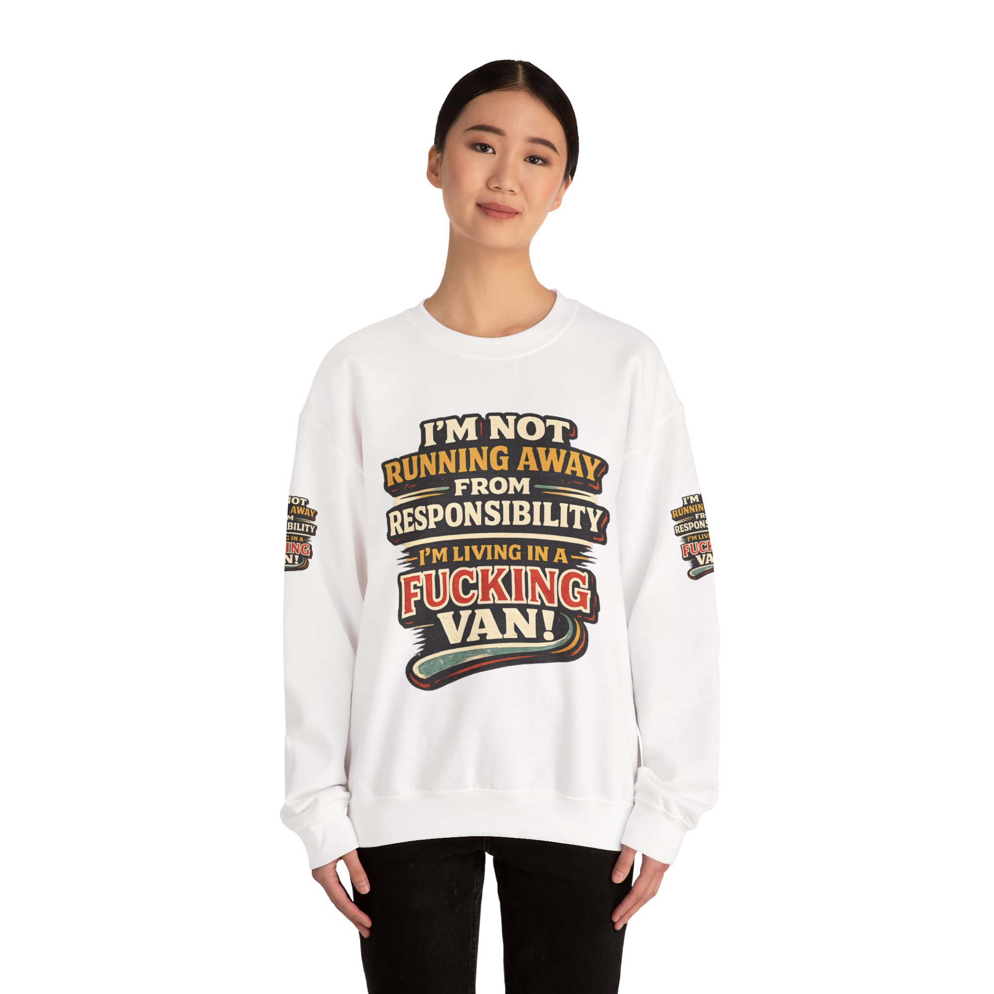 7387450172346736167_2048.jpeg Unisex Heavy Blend™ Crewneck Sweatshirt — "I`m Not running Away" Design F**K-Line