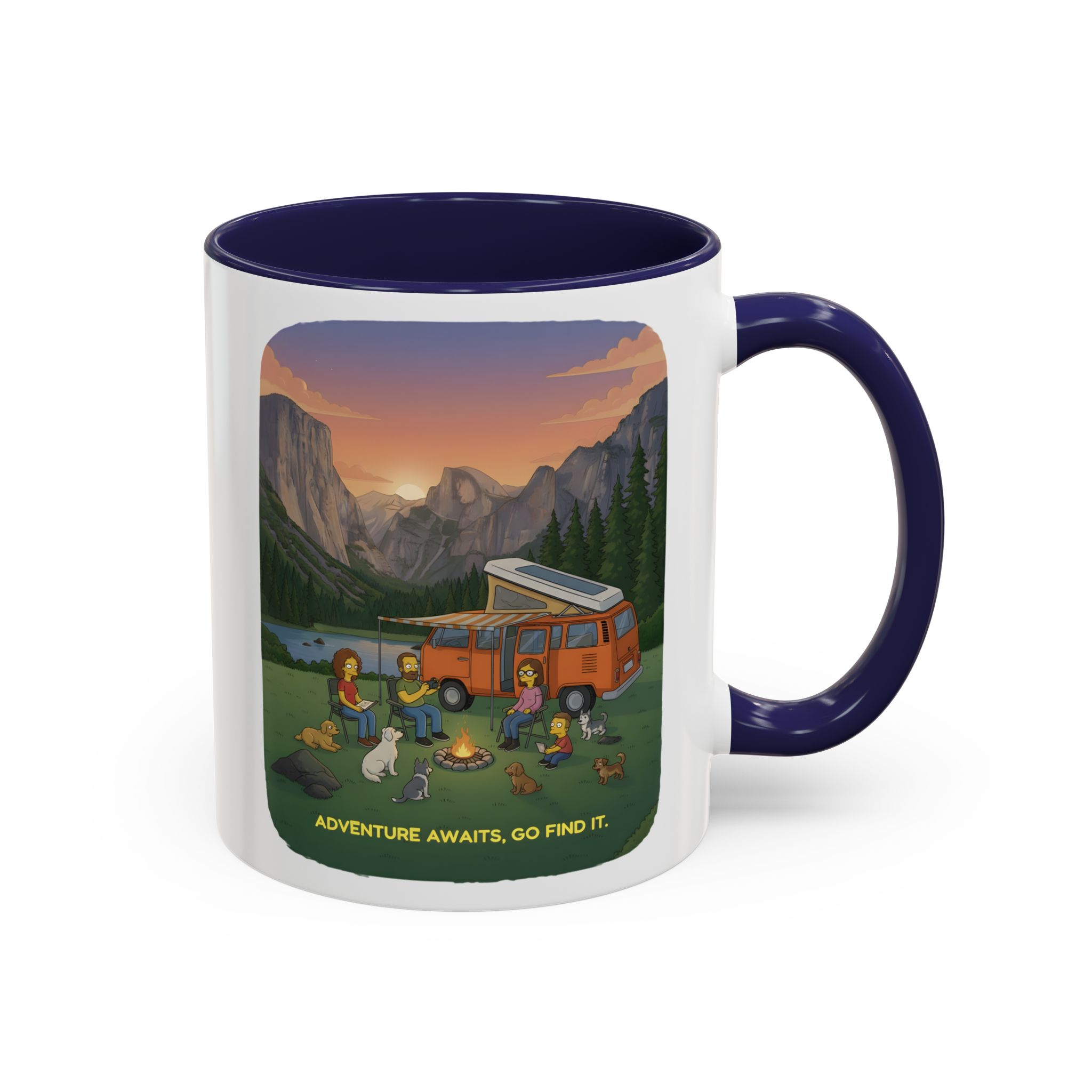 Accent Coffee Mug (11, 15oz) — "Adventure Awaits-Go Find It"" Design Sitcom-Line