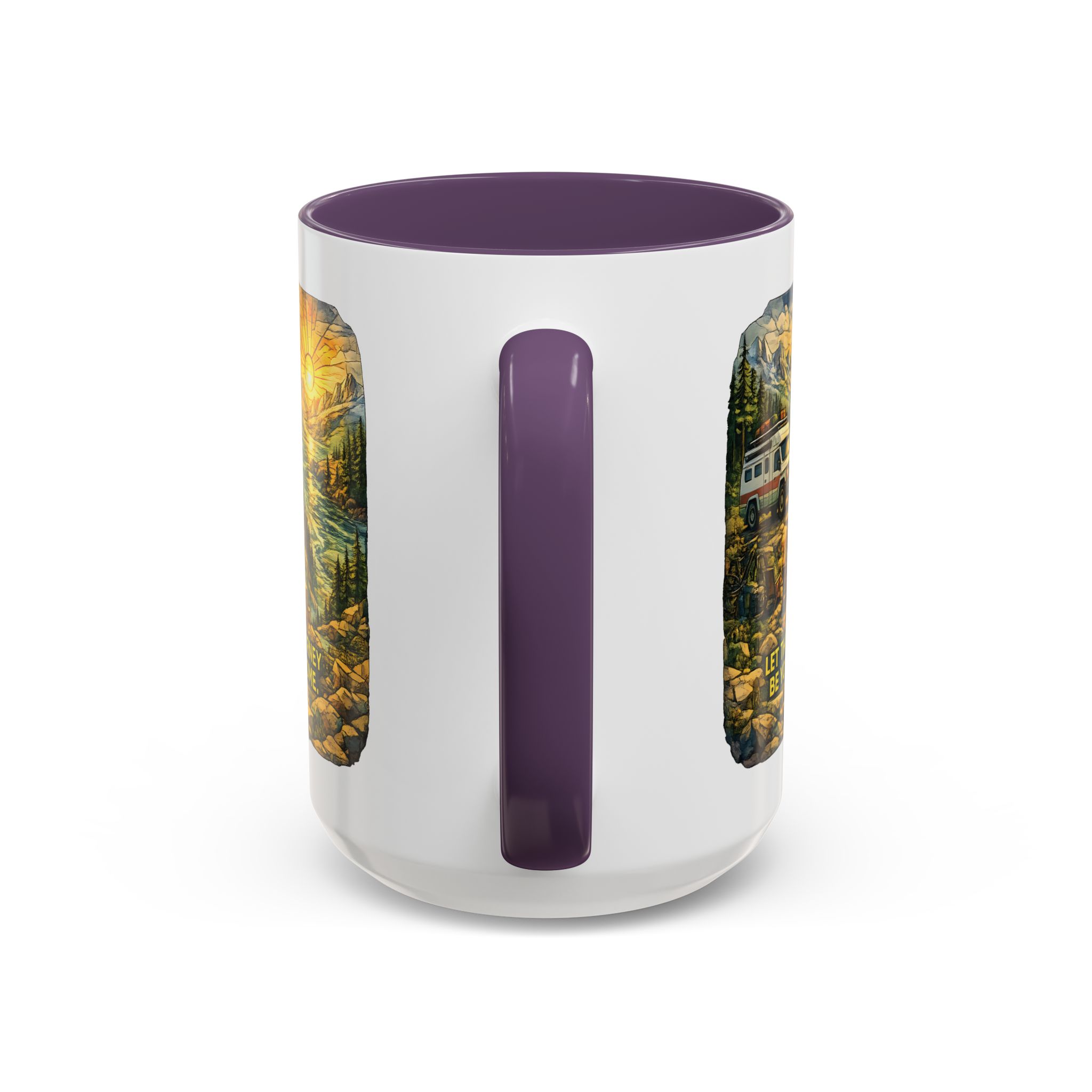 Accent Coffee Mug (11, 15oz) — "Let The Journey Be Your Home" Design Cubic-Line