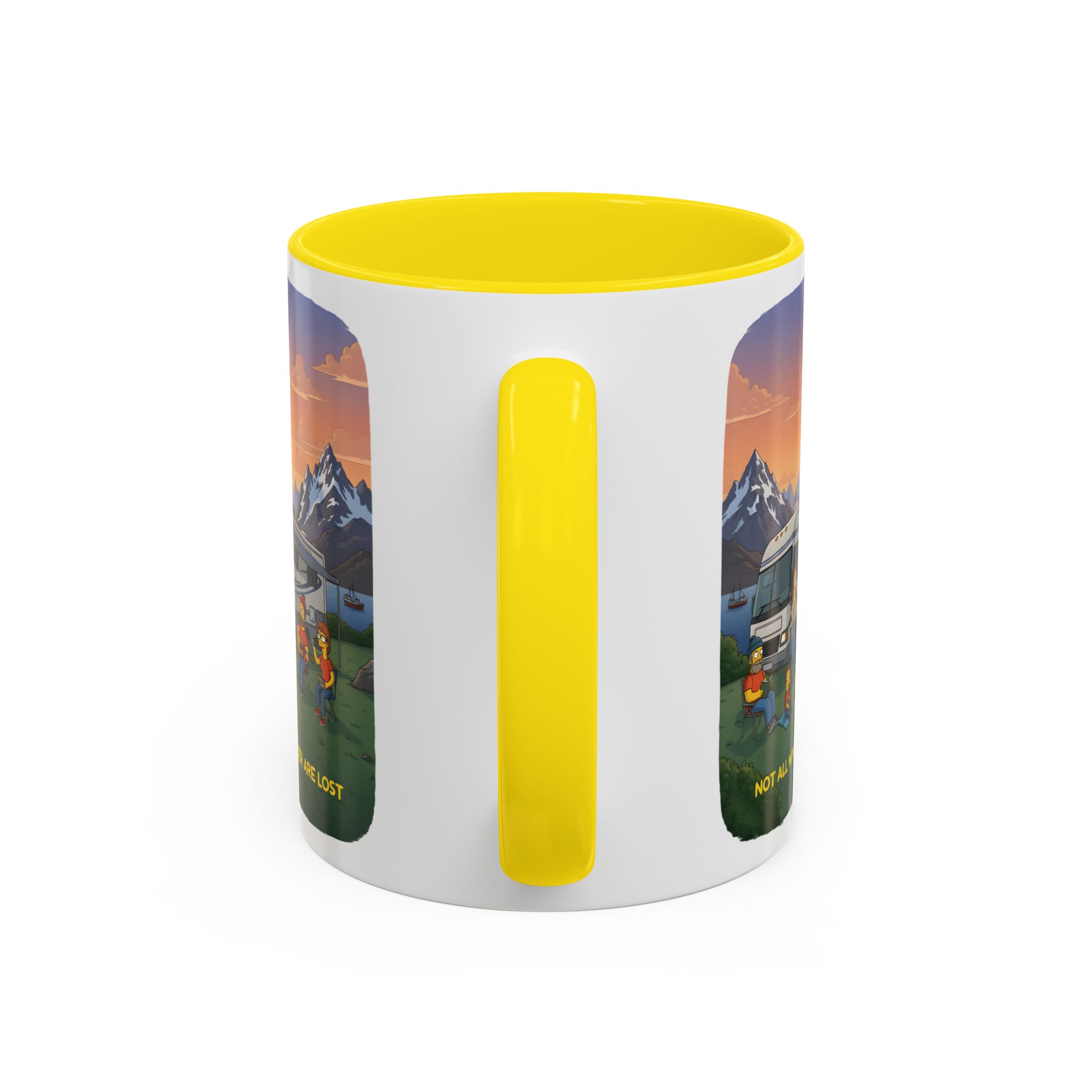 Accent Coffee Mug (11, 15oz) — "Not All Who Wander Are Lost" Design Sitcom-Line