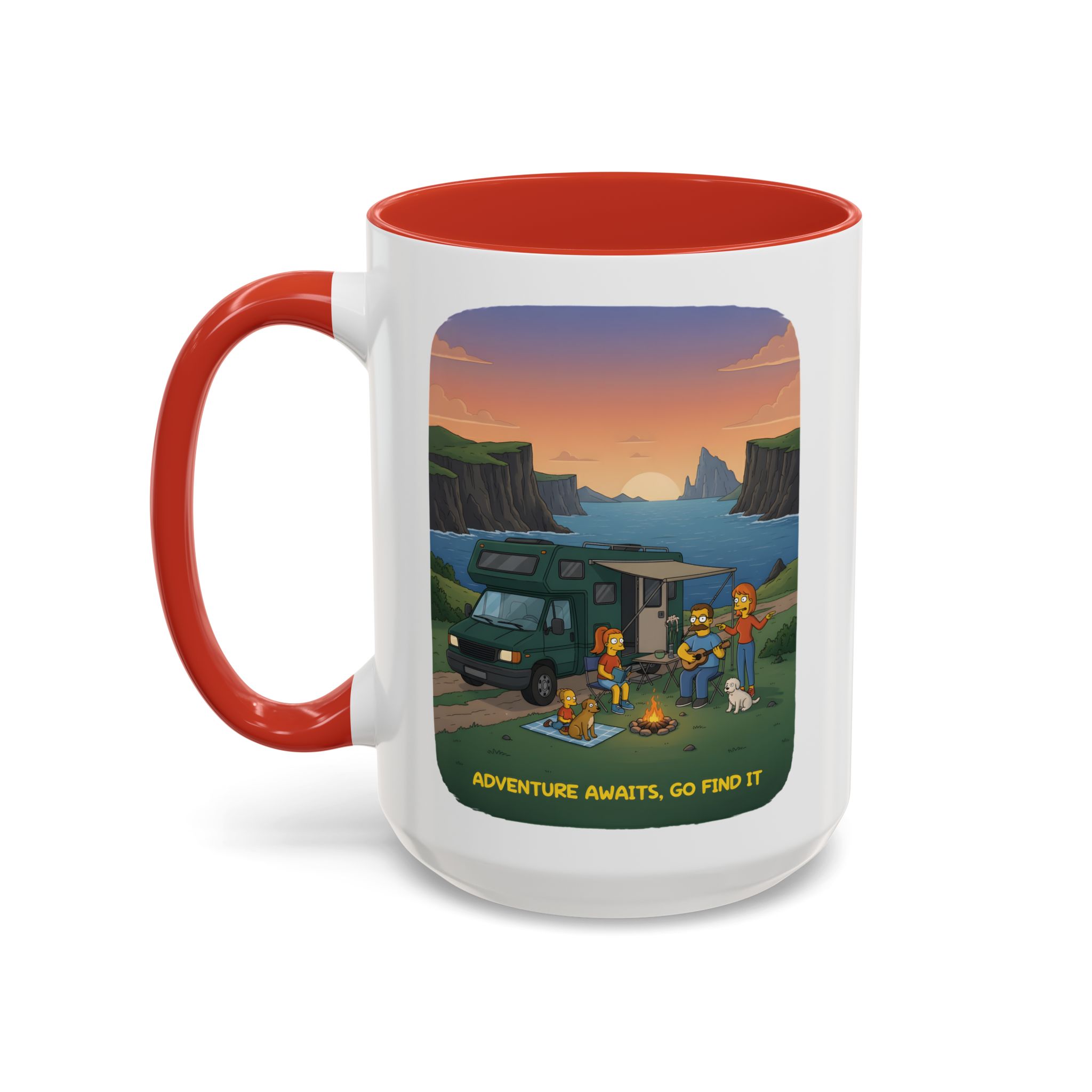 Accent Coffee Mug (11, 15oz) — "Adventure Awaits-Go Find It"" Design Sitcom-Line