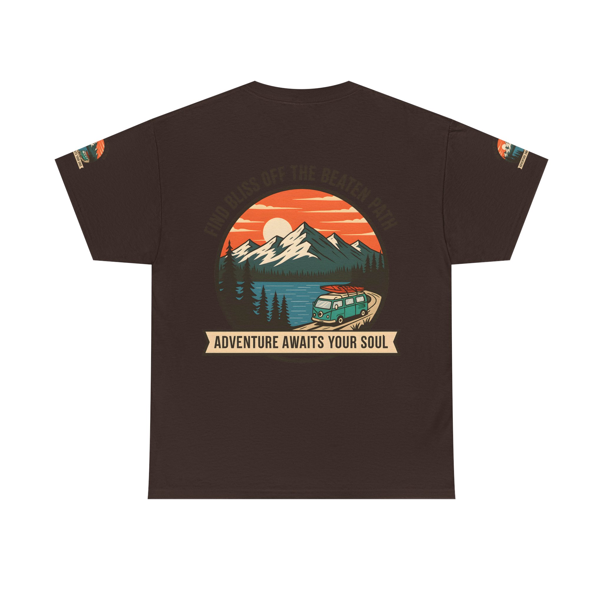 Unisex Heavy Cotton Tee — "Find Bliss Off the Beaten Path" Mountain & Camper T‑Shirt