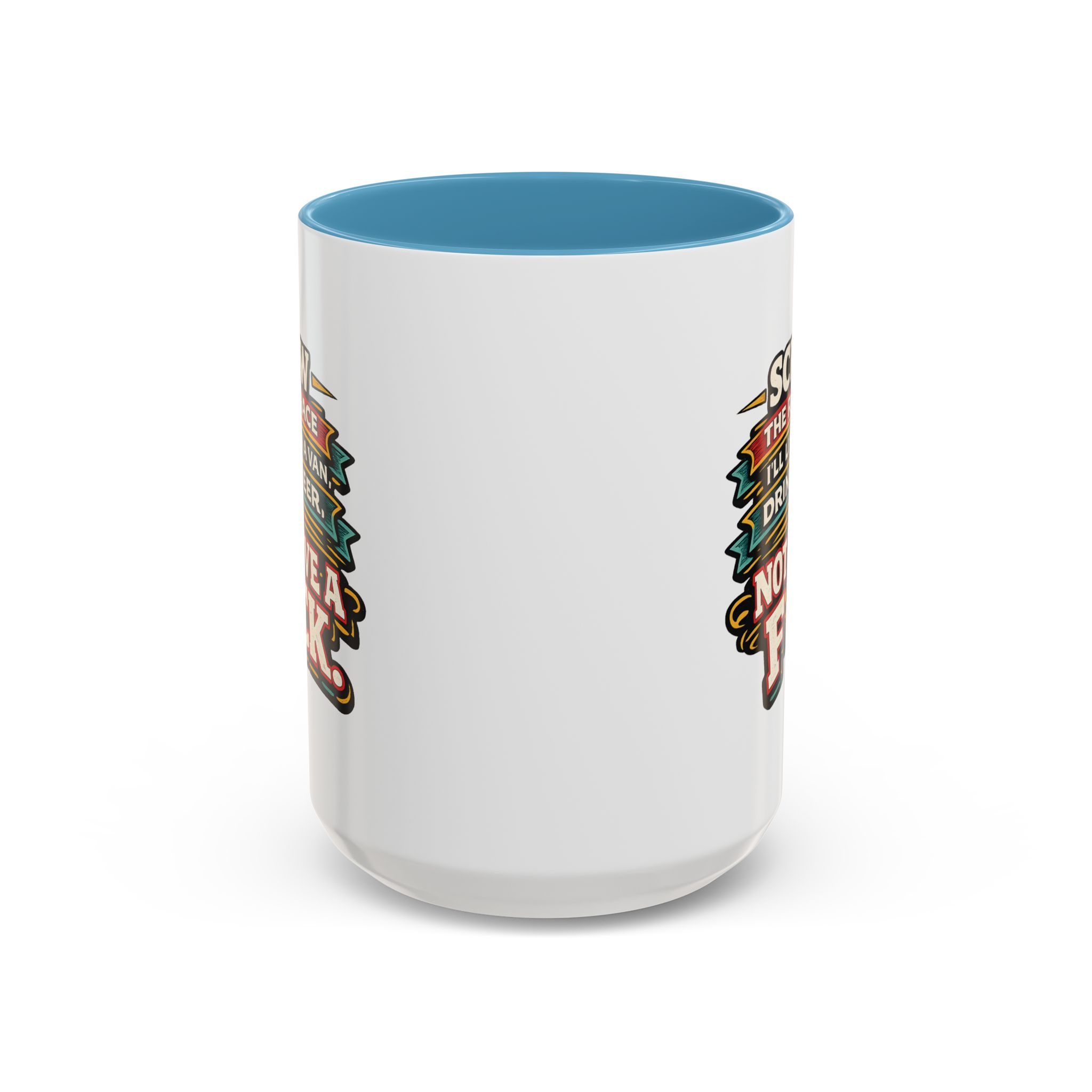 Accent Coffee Mug (11, 15oz) — "Screw The Rat Race" Design F**K-Line