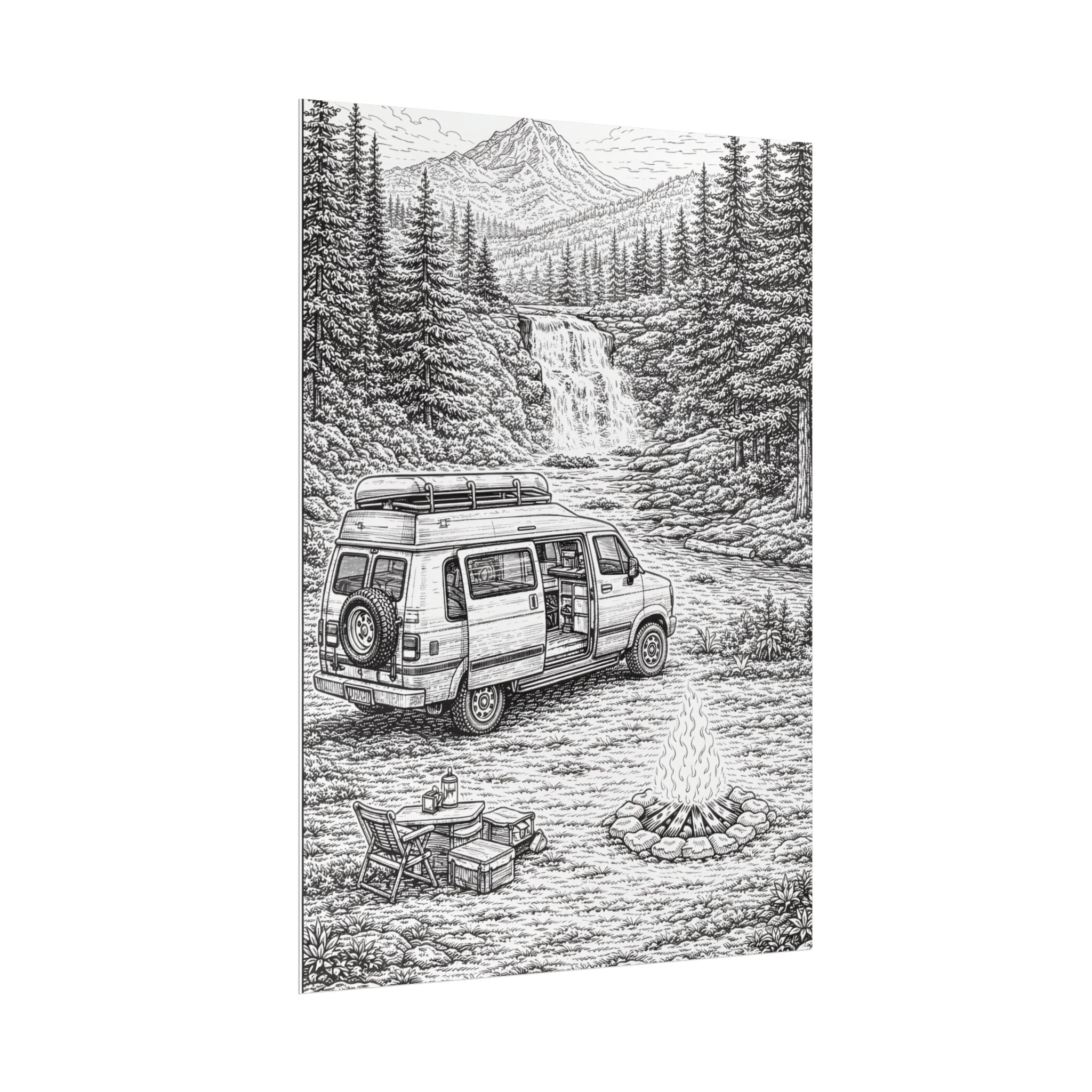 Campervan Poster — Vintage RV Camping Landscape Wall Art