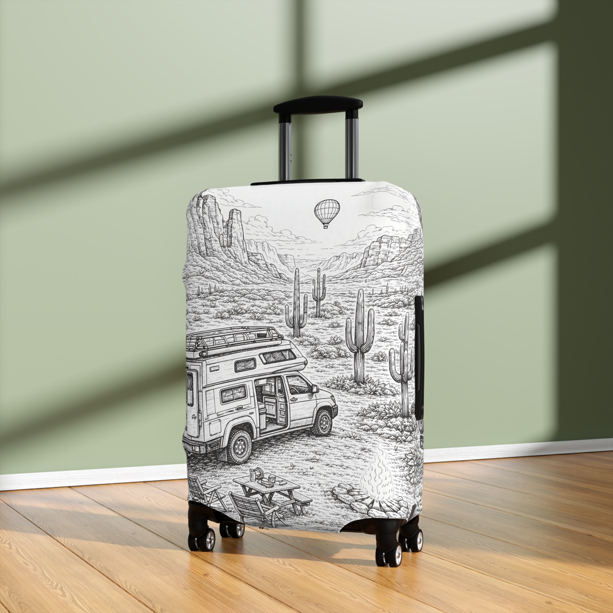 Luggage Cover — Adventure Camper Sketch Travel Suitcase