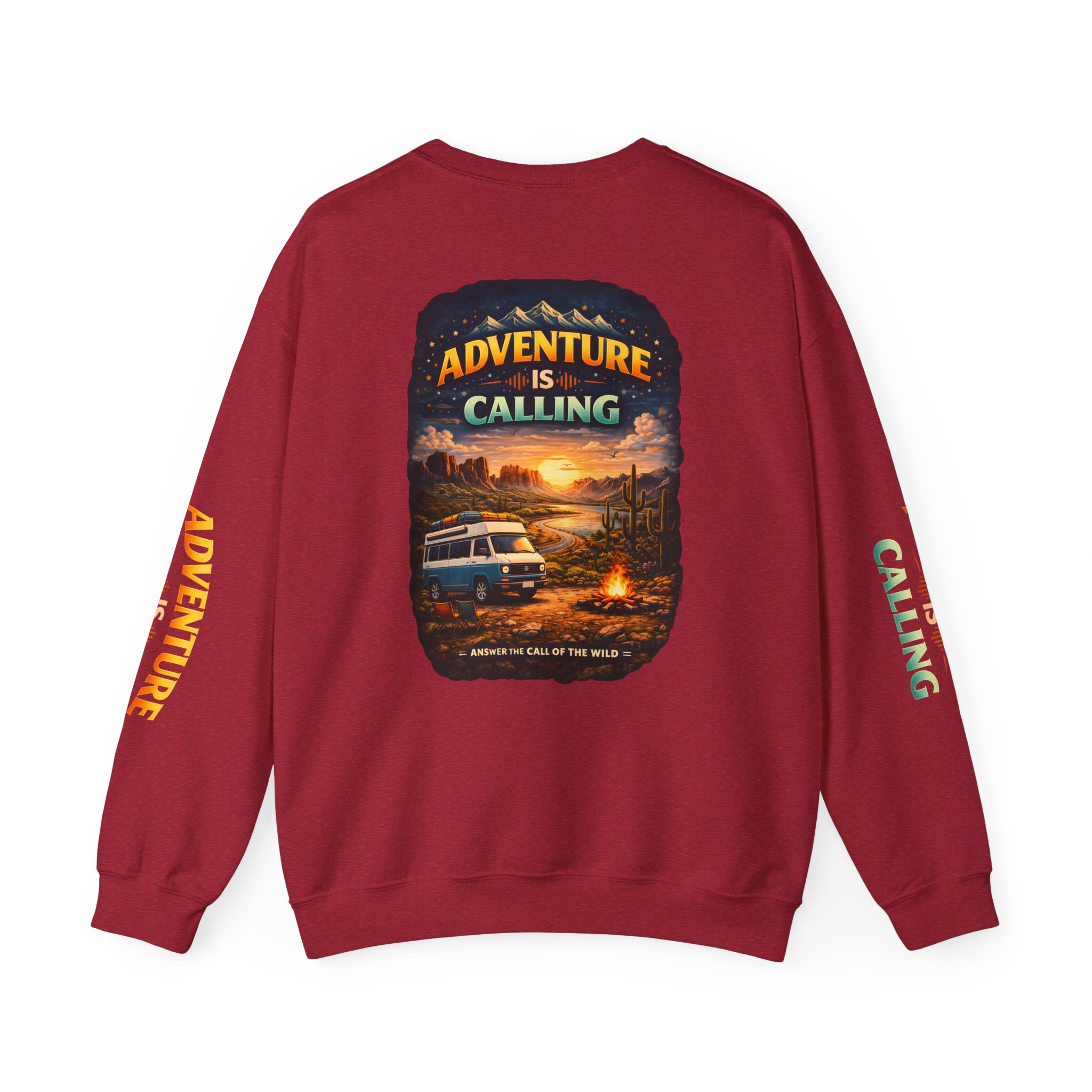 Unisex Heavy Blend™ Crewneck Sweatshirt — "Adventure Is Calling" Design Scenic-Line