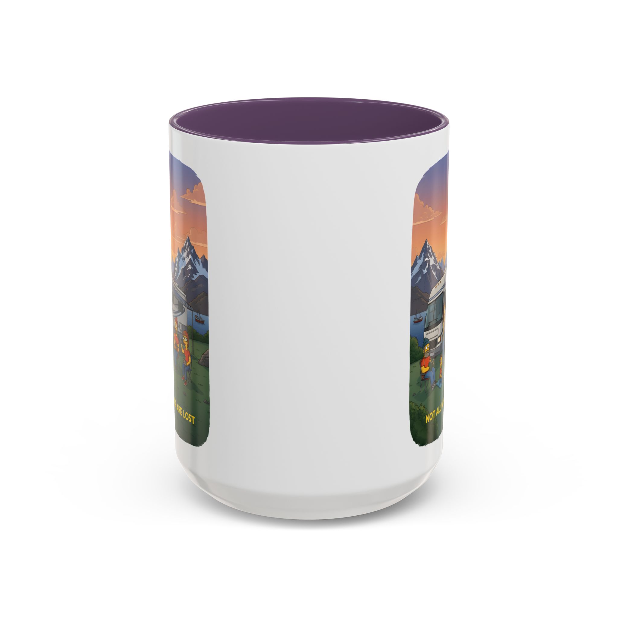 Accent Coffee Mug (11, 15oz) — "Not All Who Wander Are Lost" Design Sitcom-Line