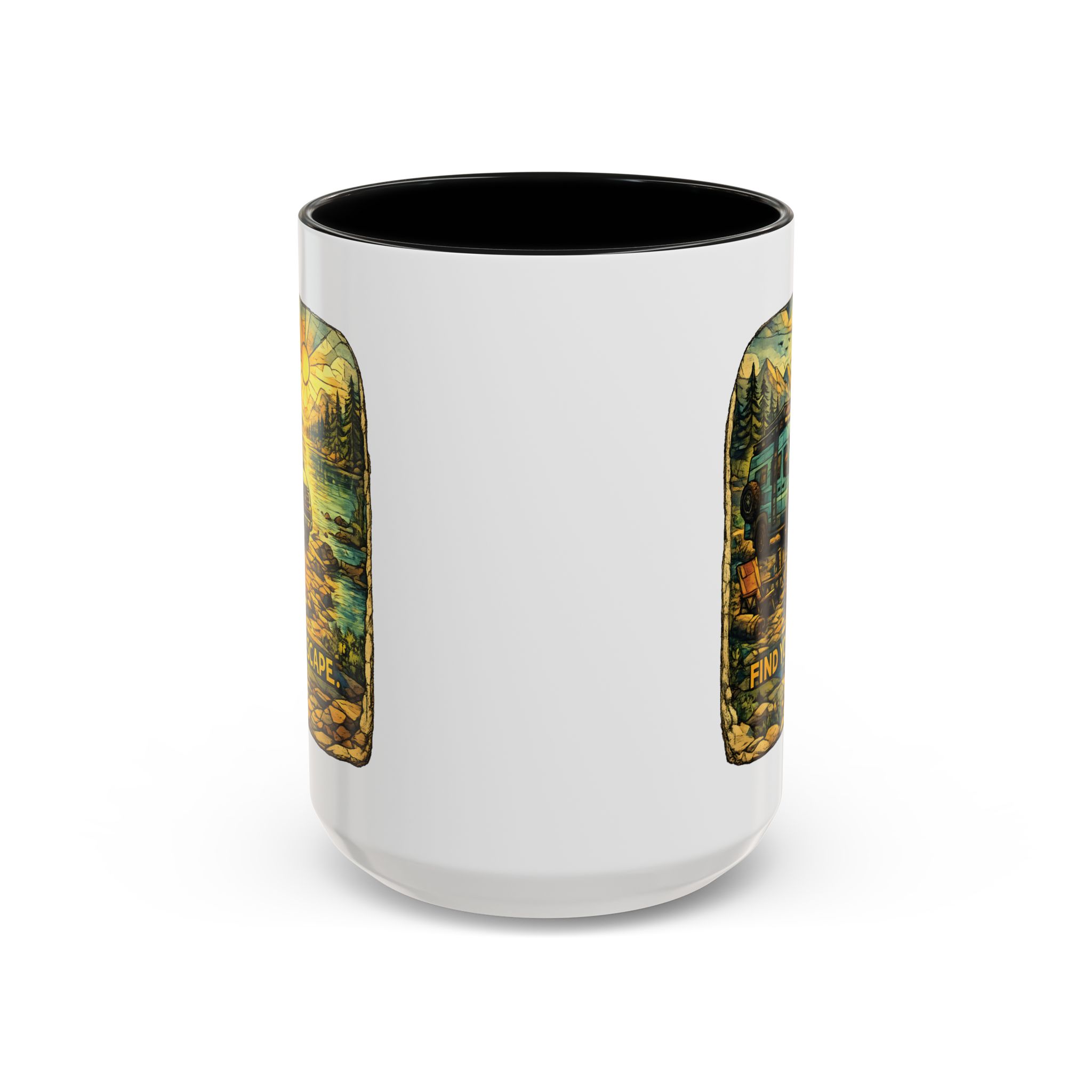 7420581738427301736_2048.jpeg Accent Coffee Mug (11, 15oz) — "Find Your Escape" Design Cubic-Line