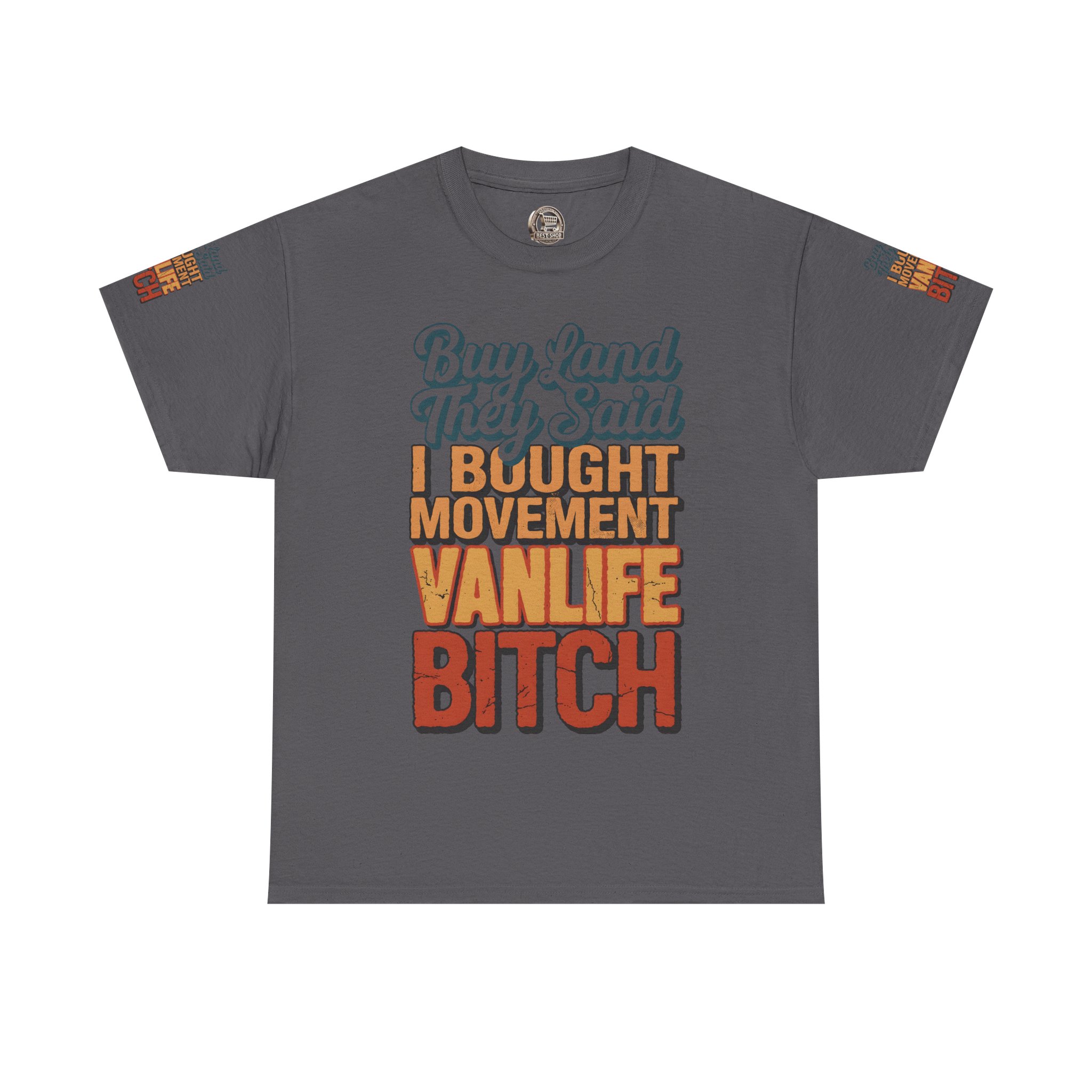 Unisex Heavy Cotton Tee — "Buy Land They Said" Design F**K-Line