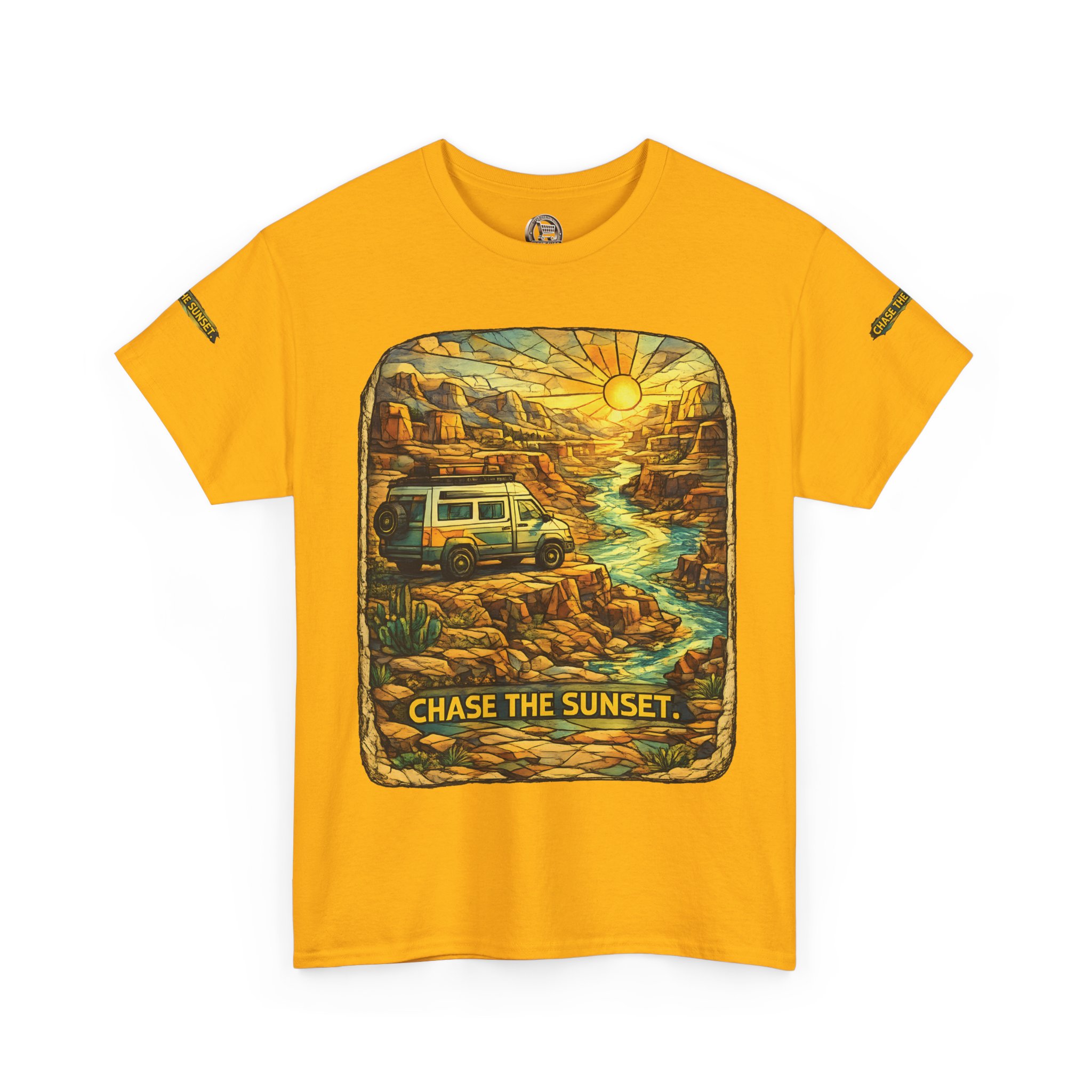 7446323230635544231_2048.jpeg Unisex Heavy Cotton Tee — "Chase The Sunset" Design Cubic-Line