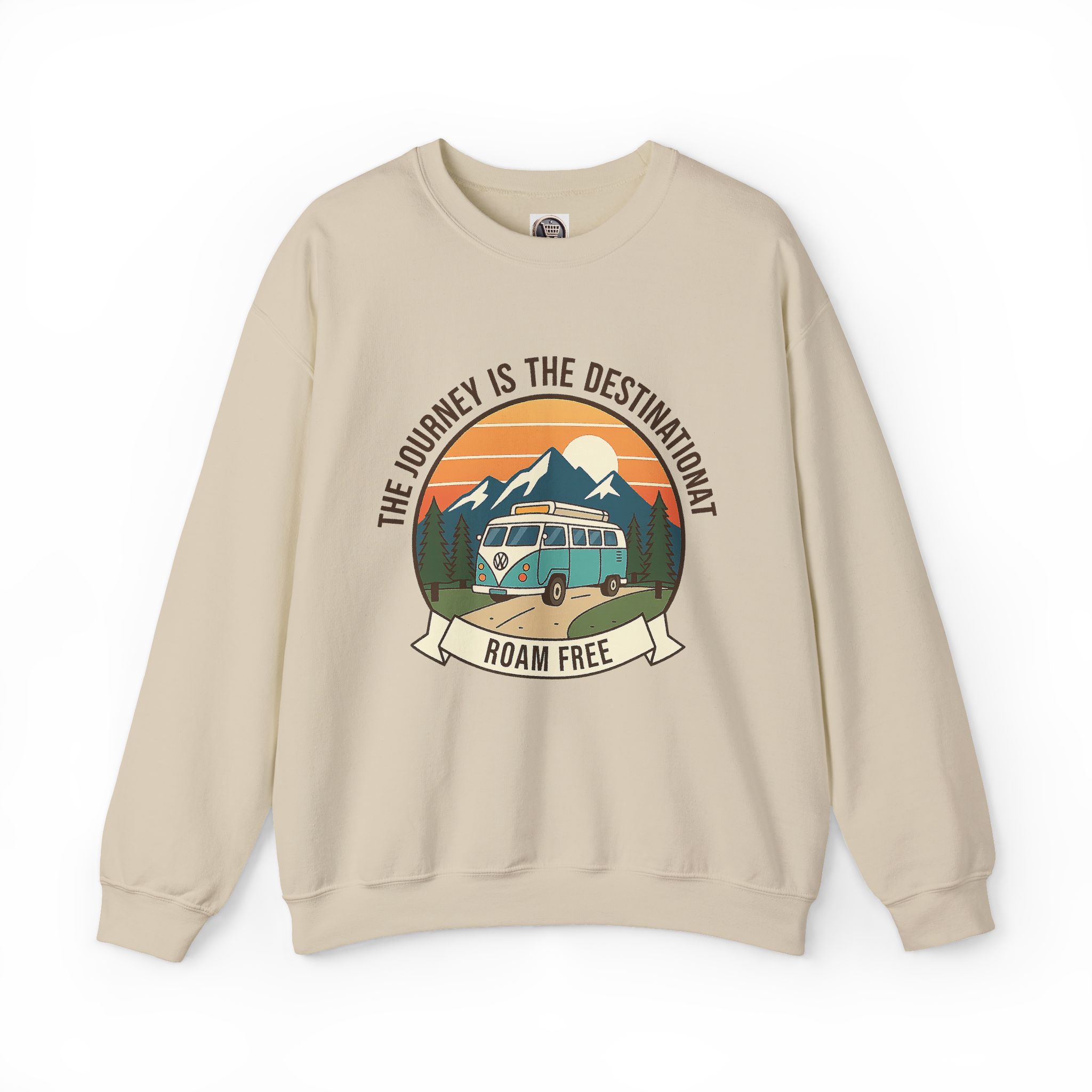 7447892329718747934_2048.jpeg Crewneck Sweatshirt — "The Journey is the destination-Roam Free" Camper Vintage Mountain Adventure Crewneck
