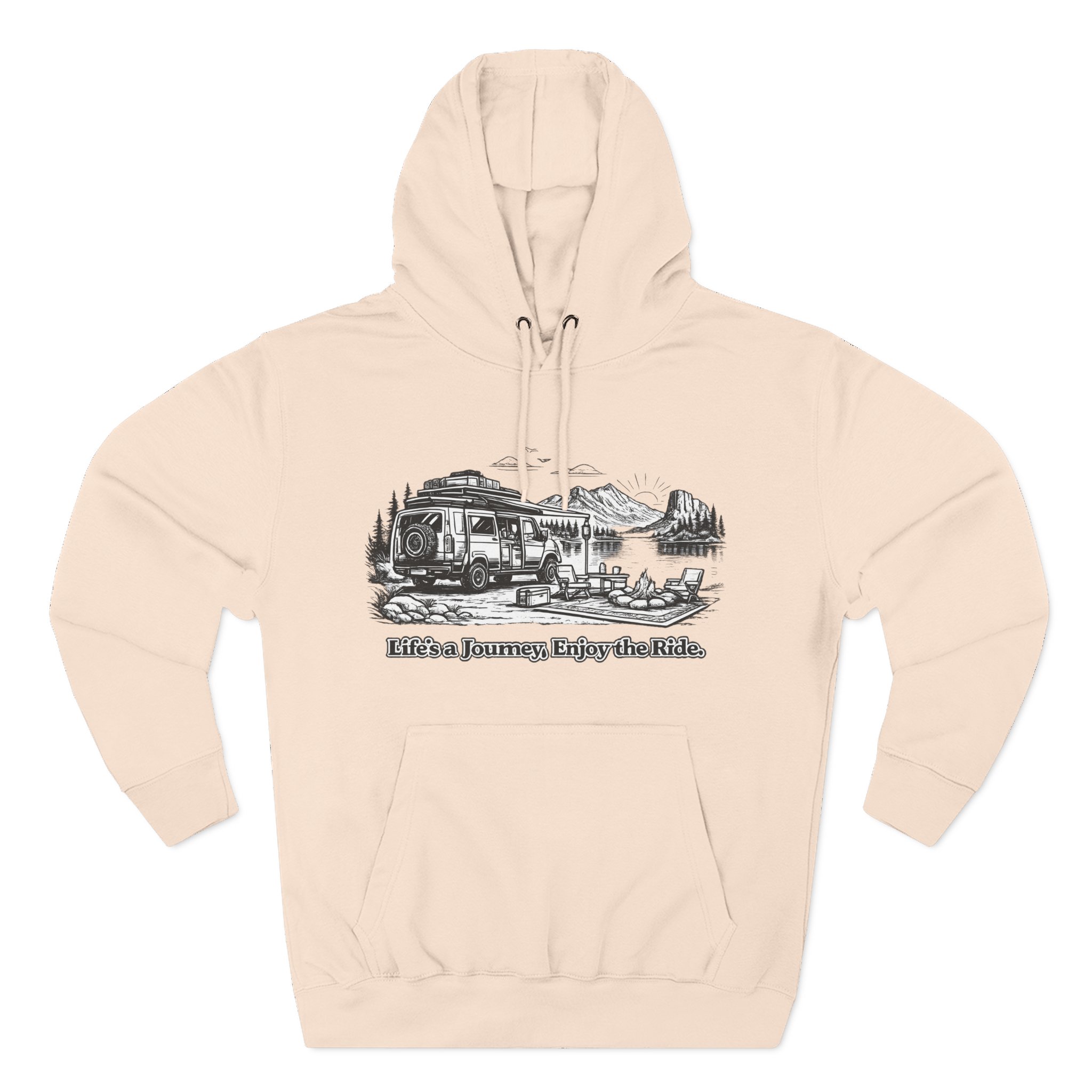 7453248536346755952_2048.jpeg Three-Panel Fleece Hoodie - "Lifes A Journey,Enjoy The Ride" Design Minimal-Line