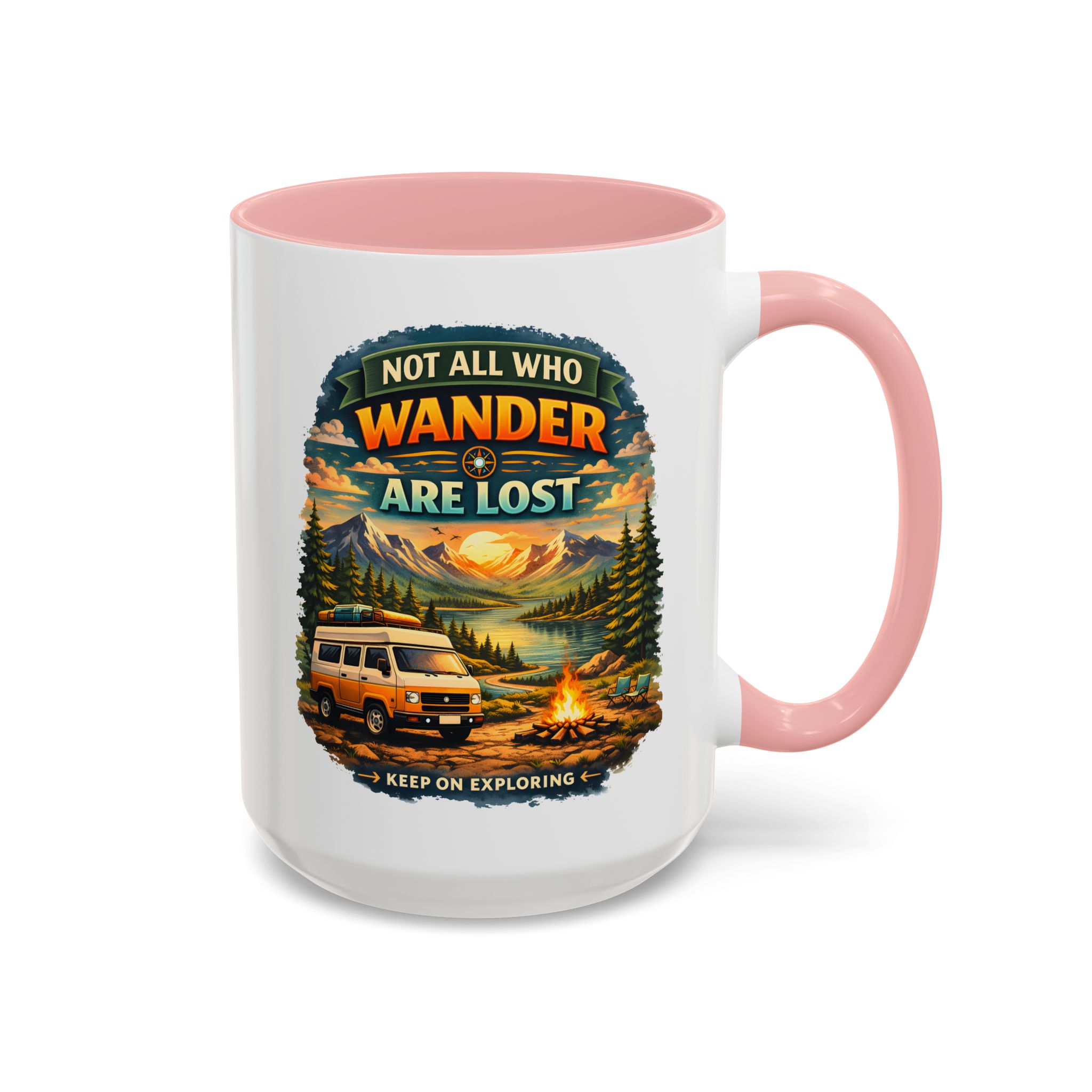 Accent Coffee Mug (11, 15oz) — "Not All Who Wander Are Lost" Design Scenic-Line