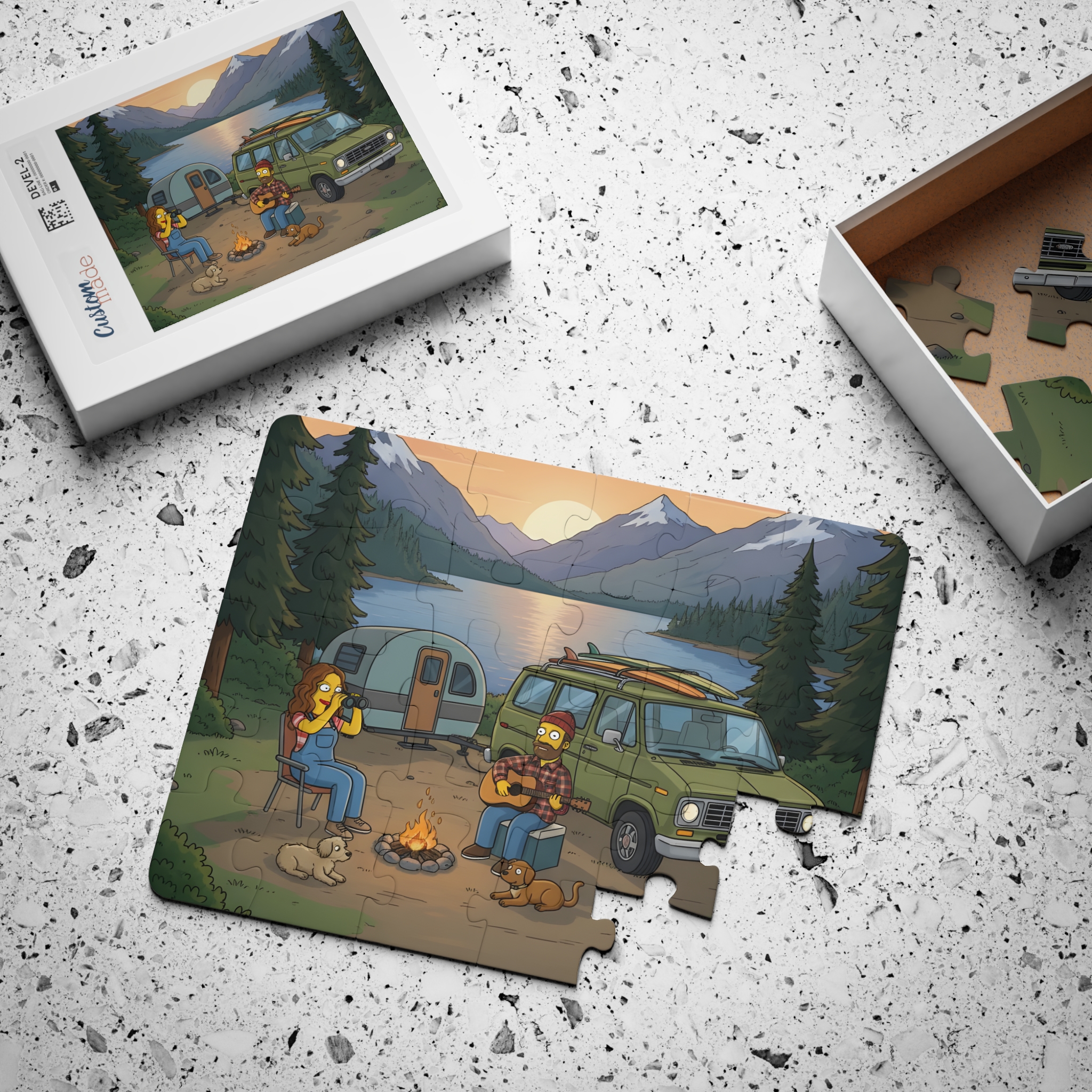 7467714562286988275_2048.jpeg Kids' 30‑Piece Camping Puzzle — Sunset Mountain Campfire Scene