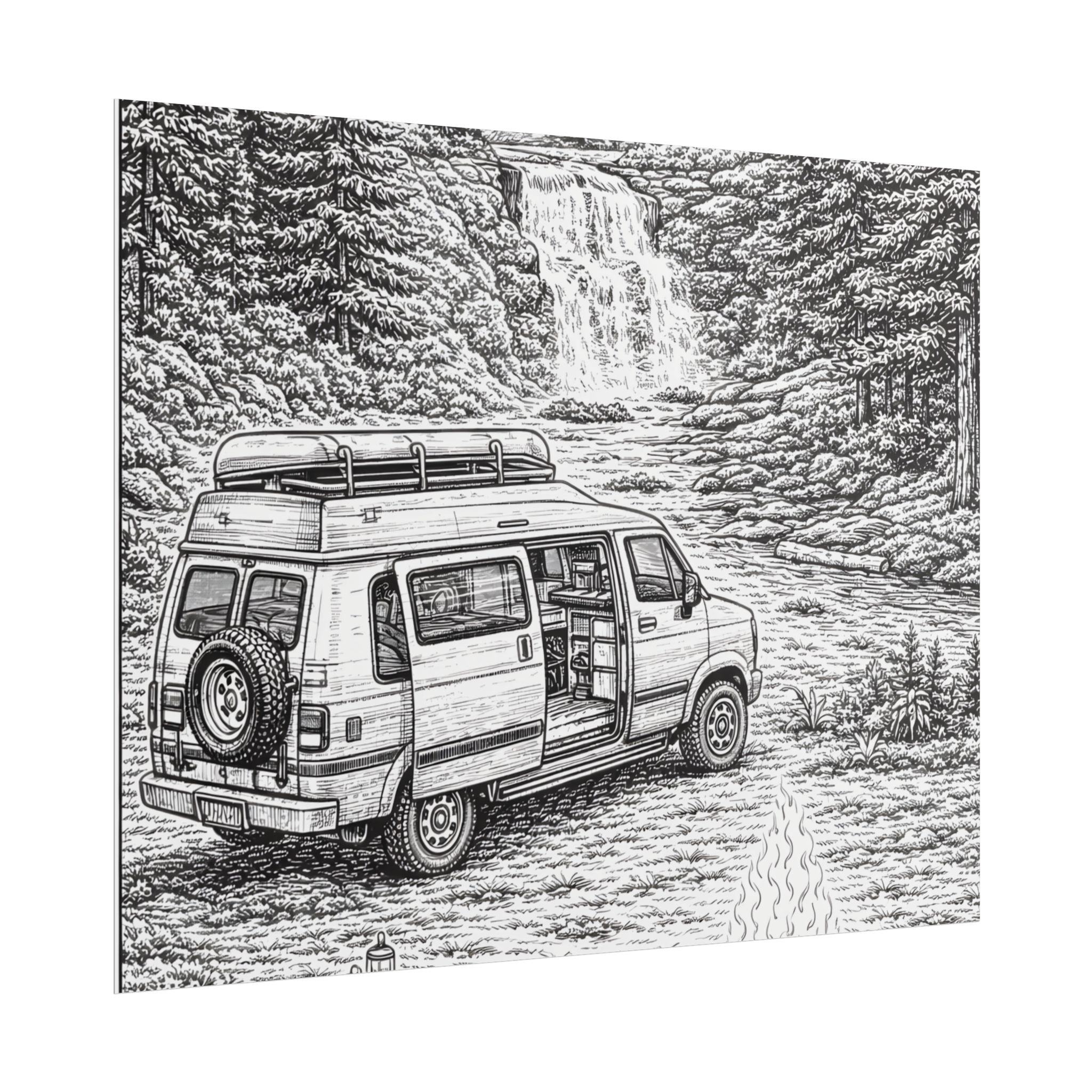Campervan Poster — Vintage RV Camping Landscape Wall Art