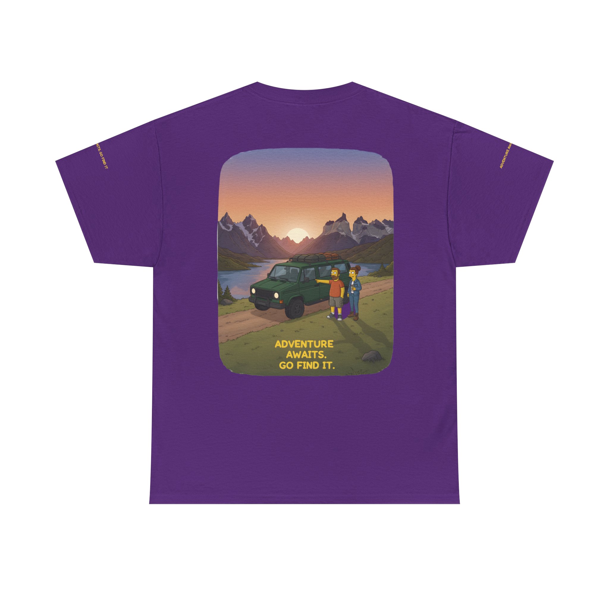 Unisex Heavy Cotton Tee — "Adventure Awaits-Go Find It" Design Sitcom-Line