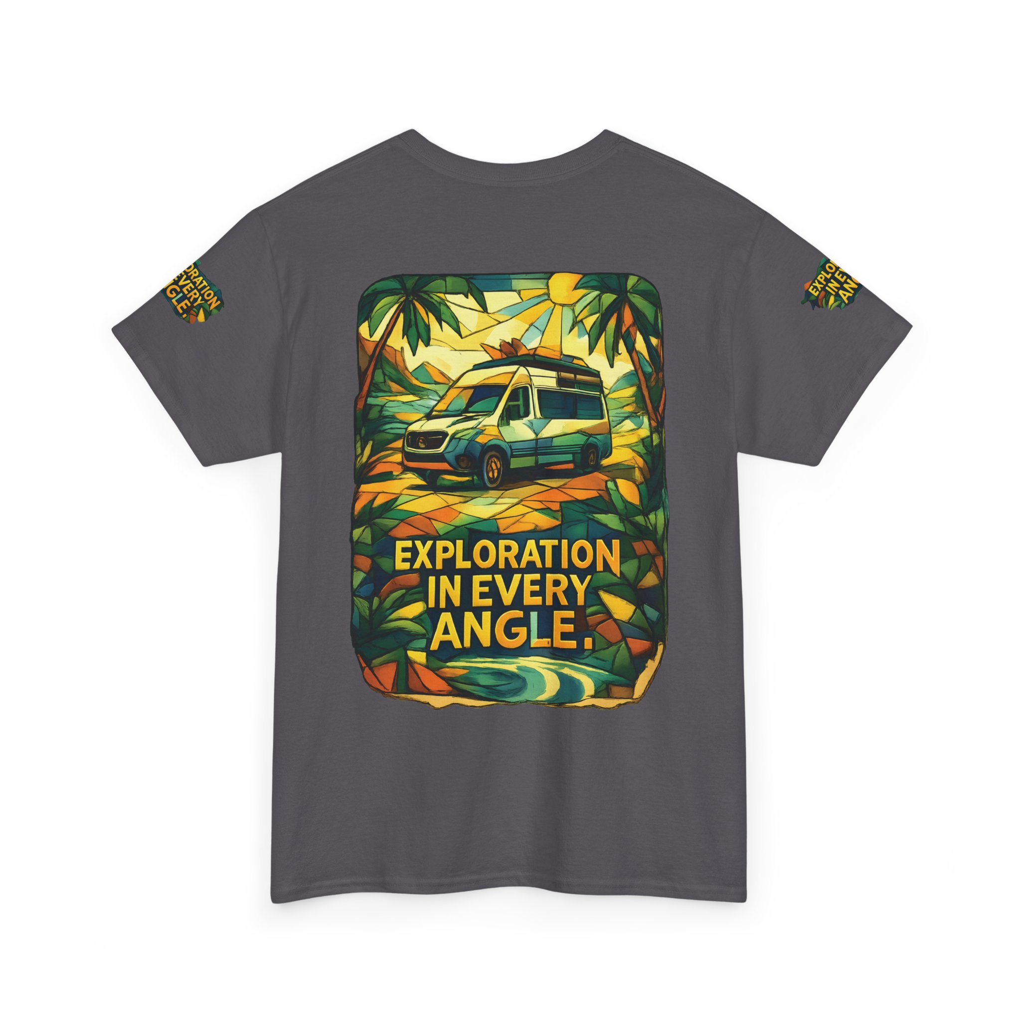 Unisex Heavy Cotton Tee — "Exploration In Every Angle" Design Cubic-Line