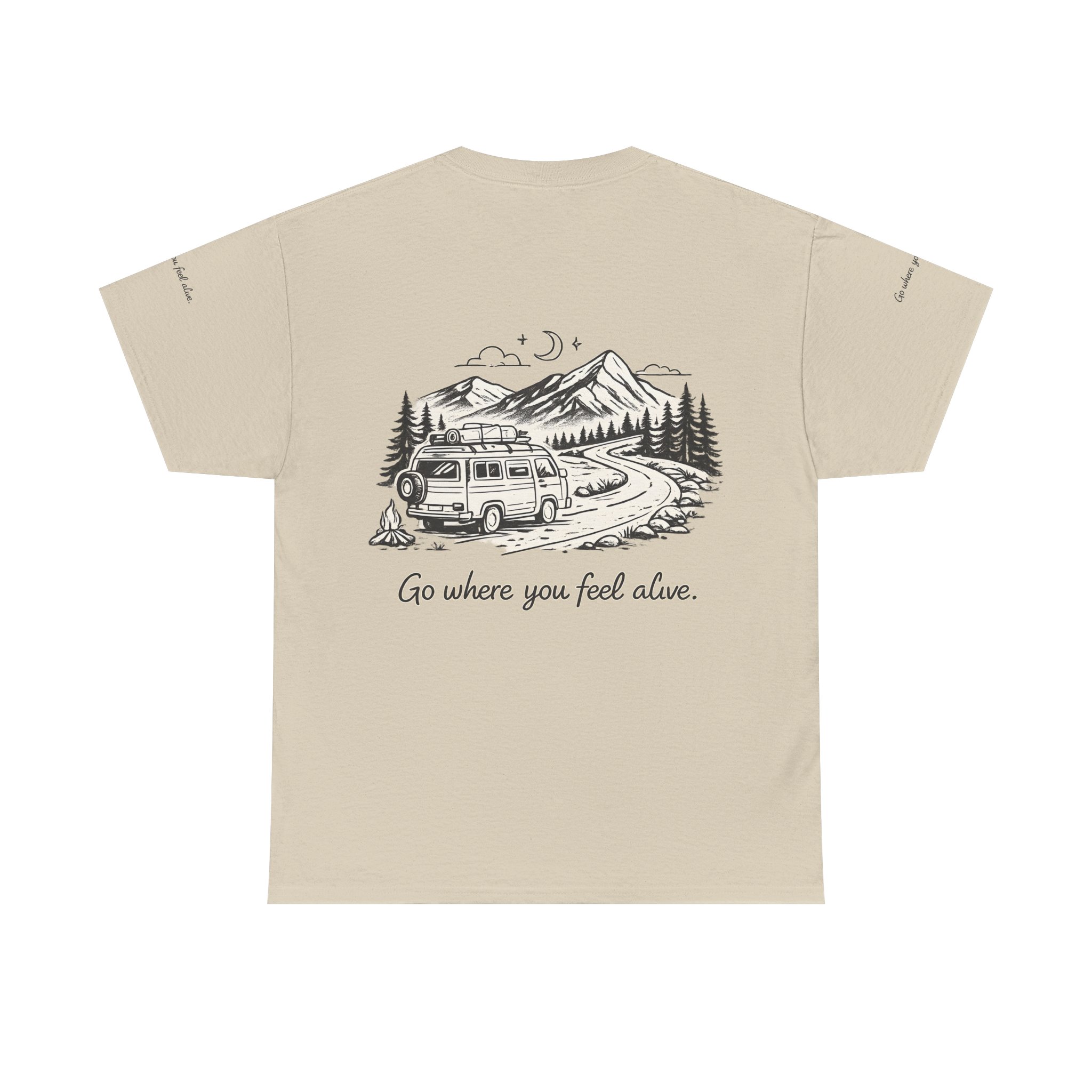Unisex Heavy Cotton Tee — "Go Where You Feel Alive" Design Minimal-Line