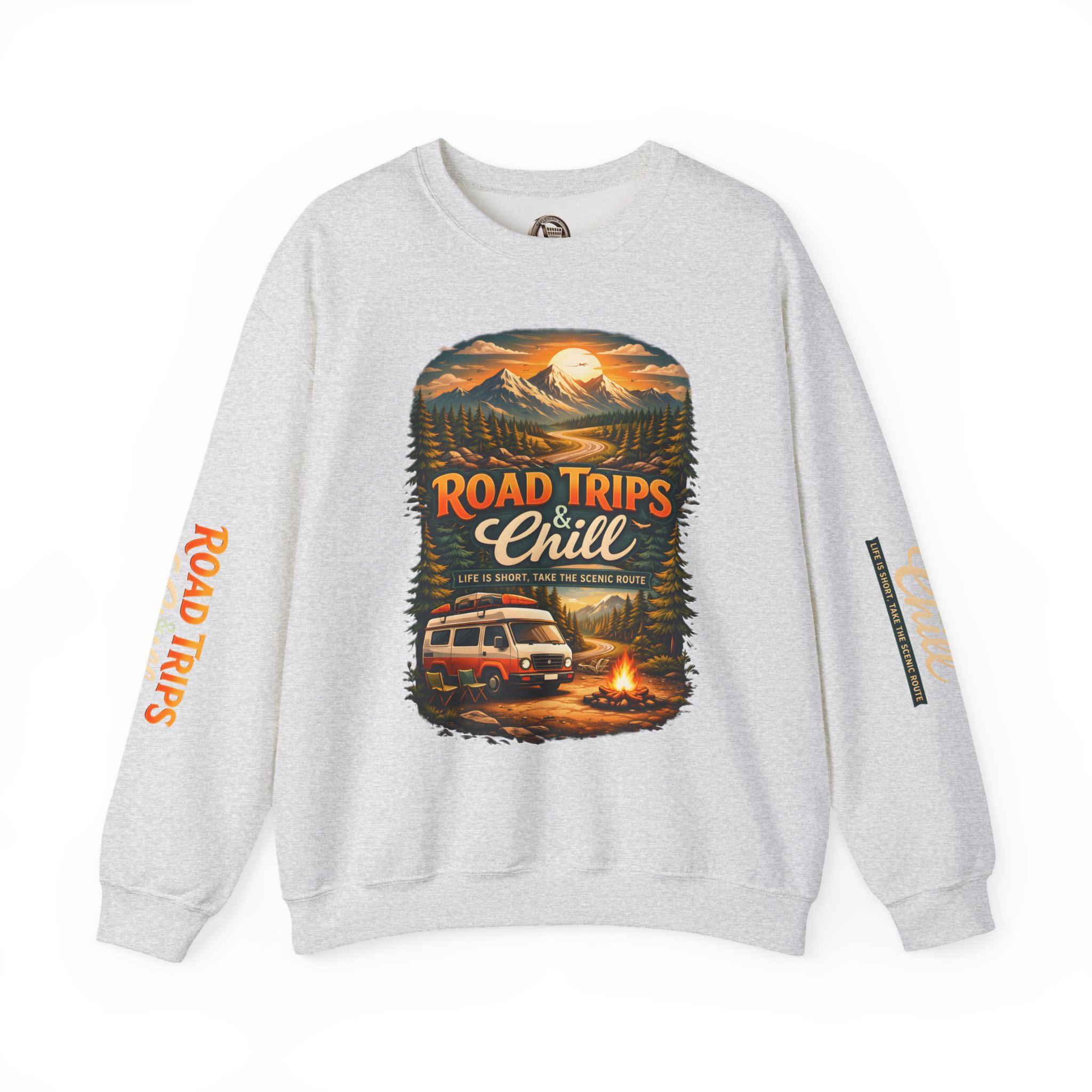 7480498810756322483_2048.jpeg Unisex Heavy Blend™ Crewneck Sweatshirt — "Road Trips & Chill" Design Scenic-Line