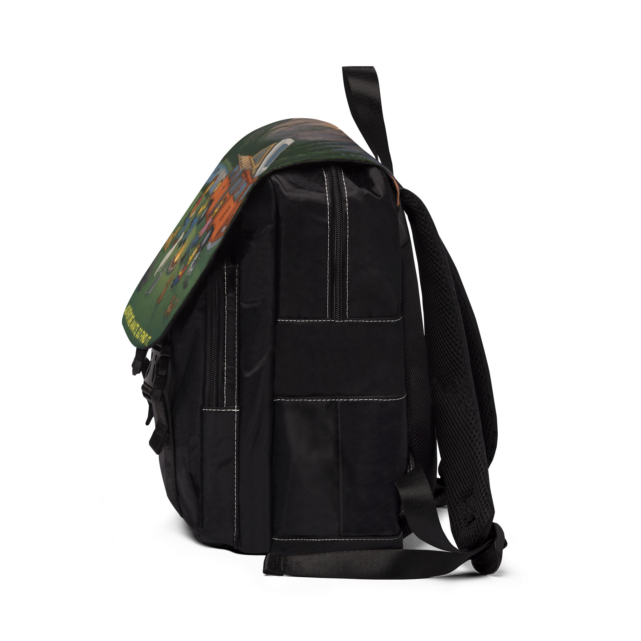 Unisex Casual Shoulder Backpack — "Adventure Awaits-Go Find It"" Design Sitcom-Line