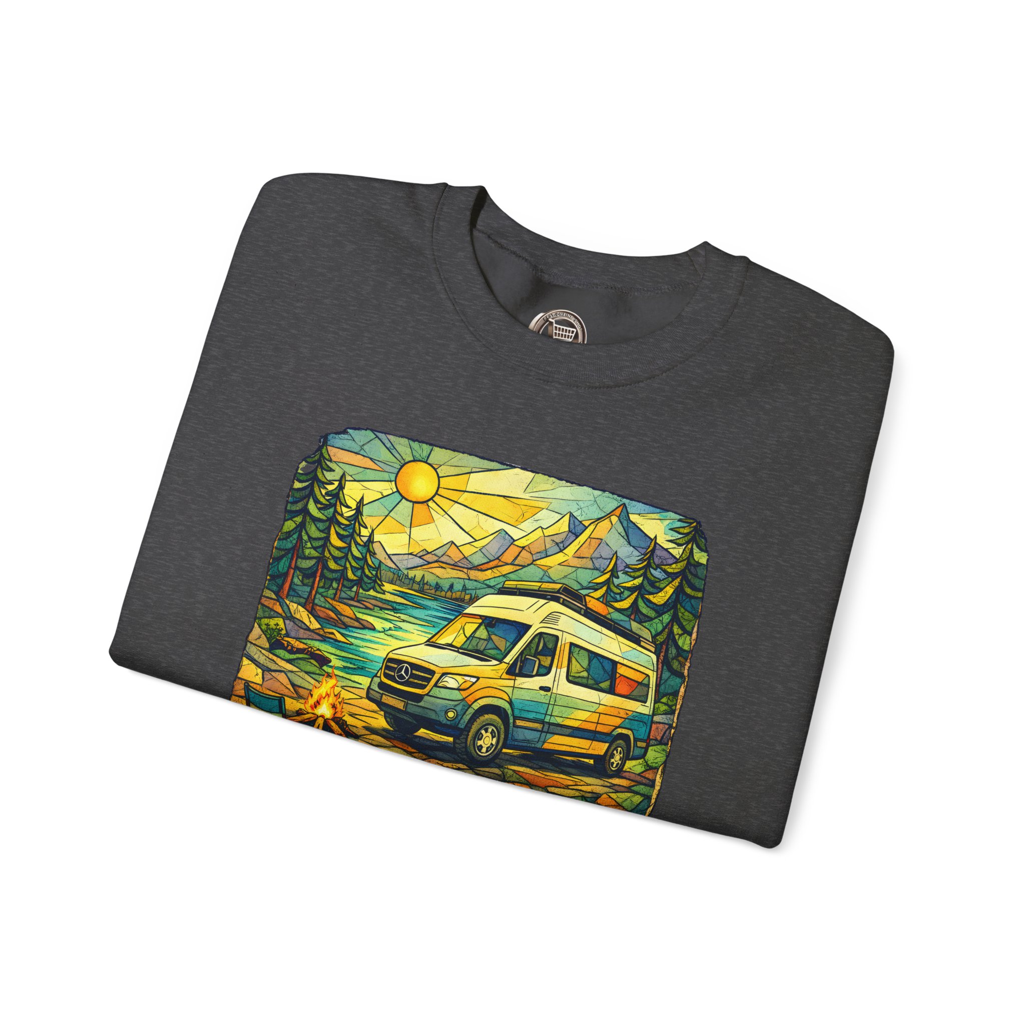 Unisex Heavy Blend™ Crewneck Sweatshirt — "Go Where You Feel Most Alive" Design Cubic-Line