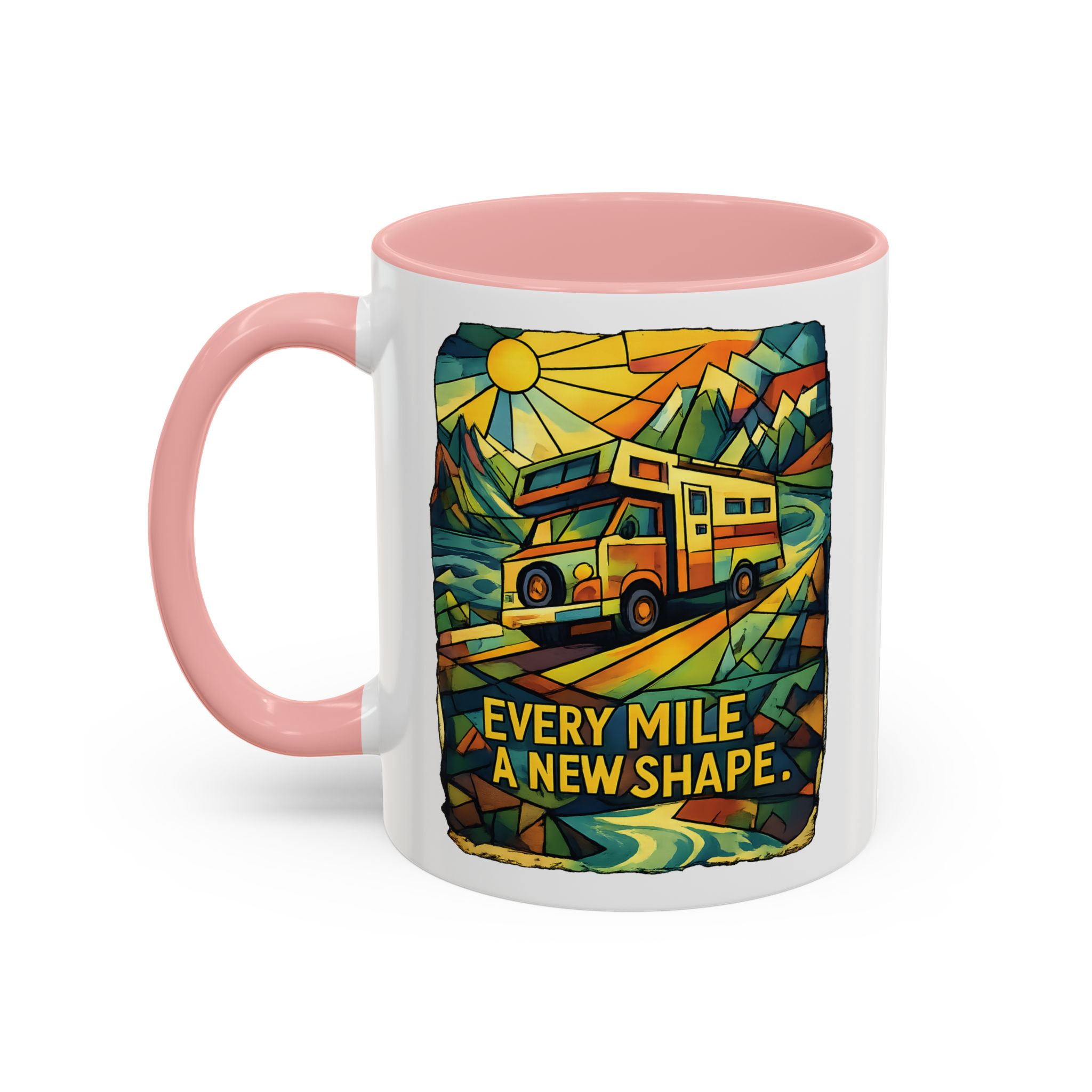 7484432676057991207_2048.jpeg Accent Coffee Mug (11, 15oz) — "Every Mile A New Shape" Design Cubic-Line