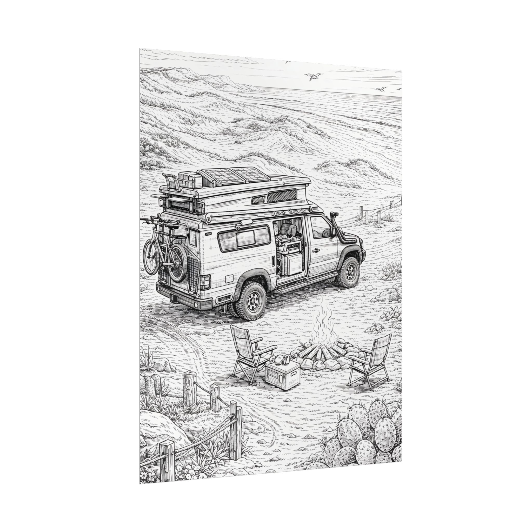 Campervan Poster — Vintage RV Camping Landscape Wall Art