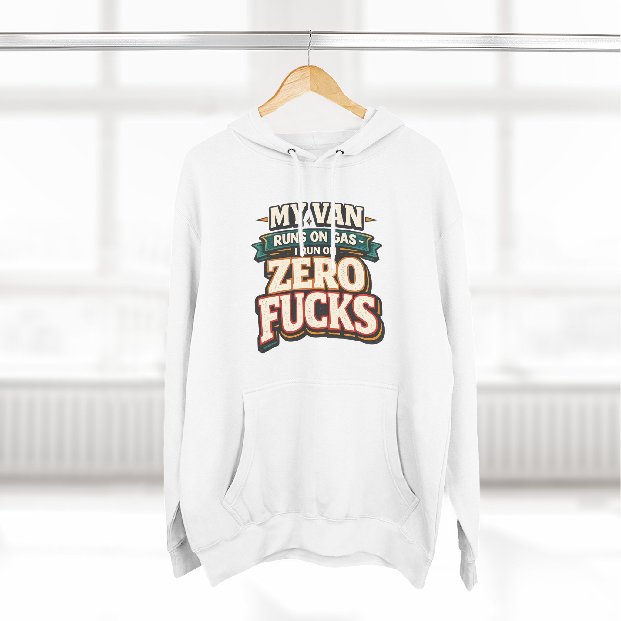 Three-Panel Fleece Hoodie - "My Van Runs On Gas" Design F**K-Line