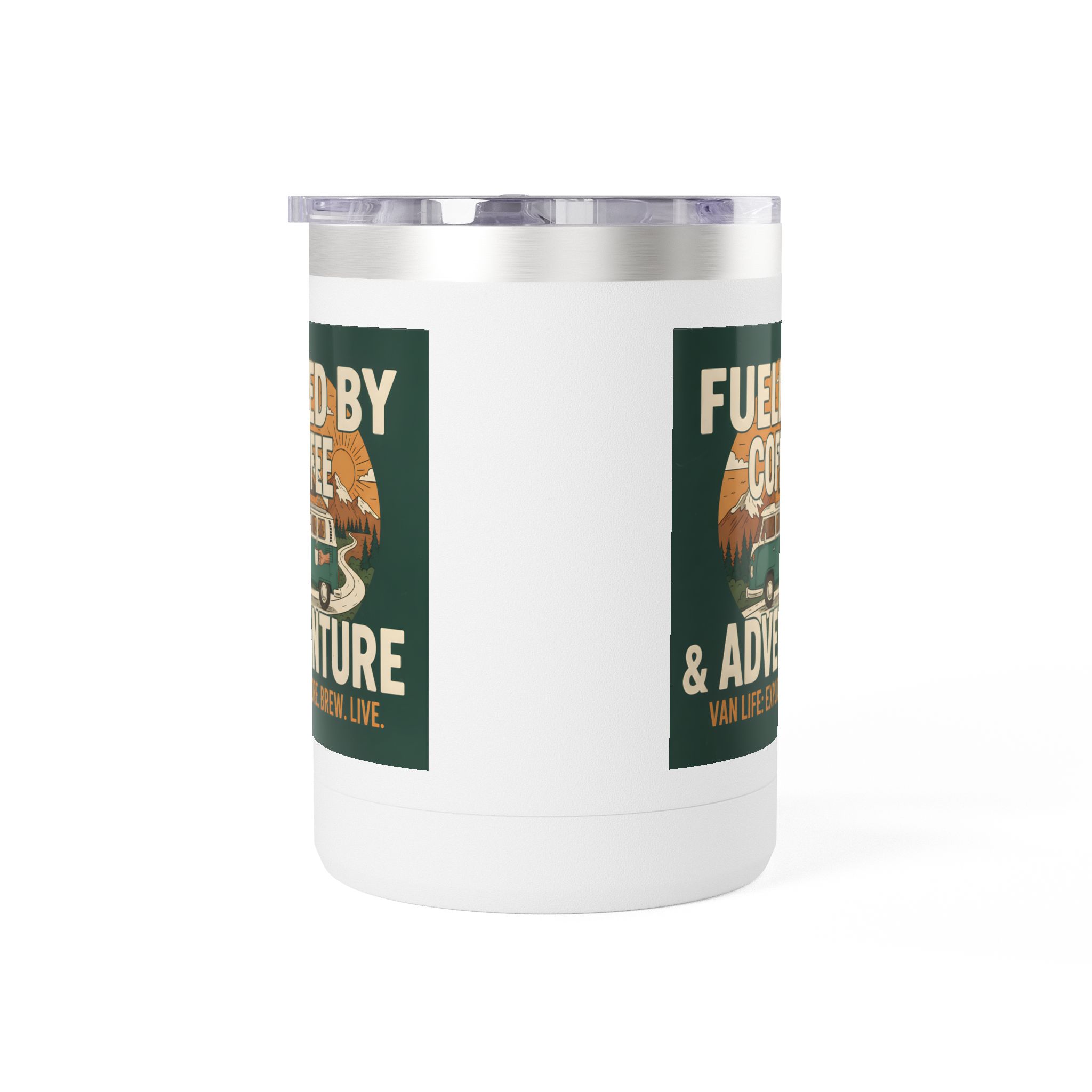 Coffee Mug Tumbler, 15oz — "Fueled by Coffee & Adventure"