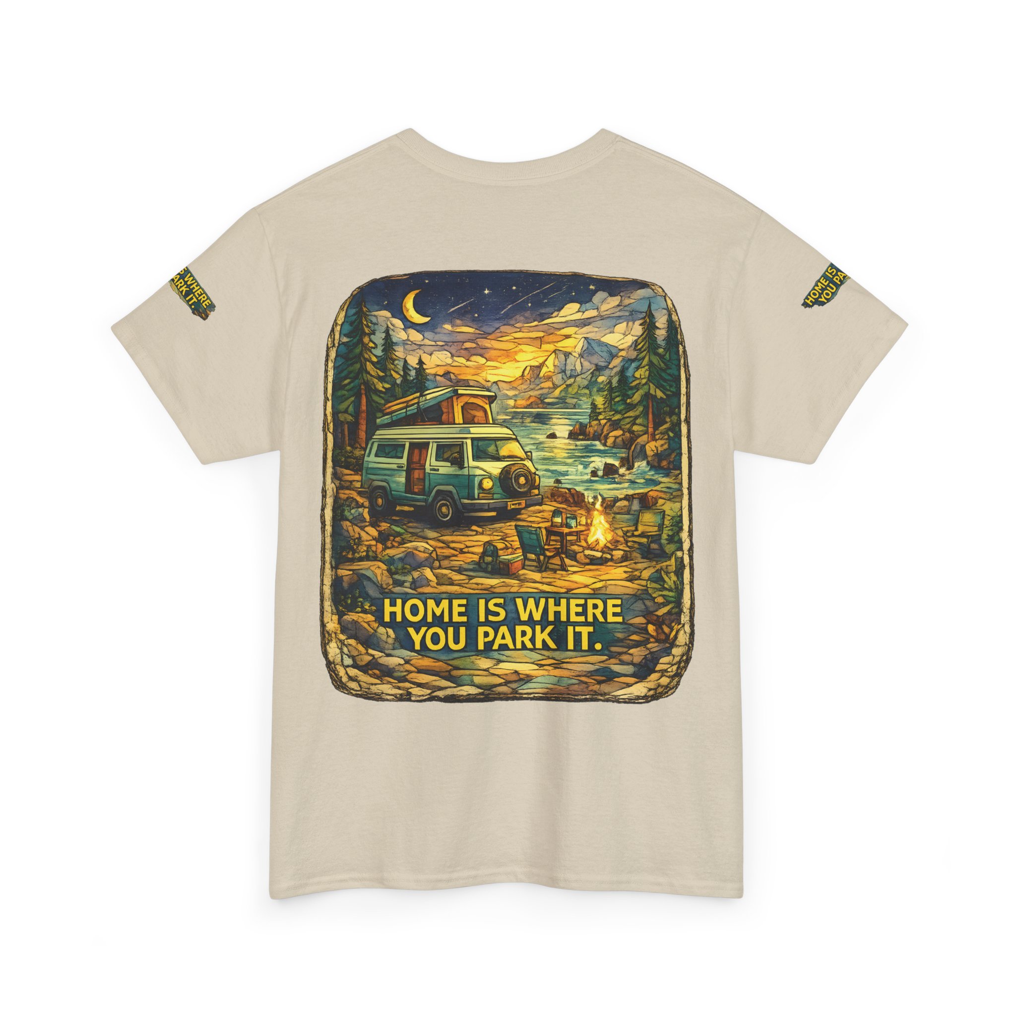 Unisex Heavy Cotton Tee — "Home Is Where You Park It" Design Cubic-Line