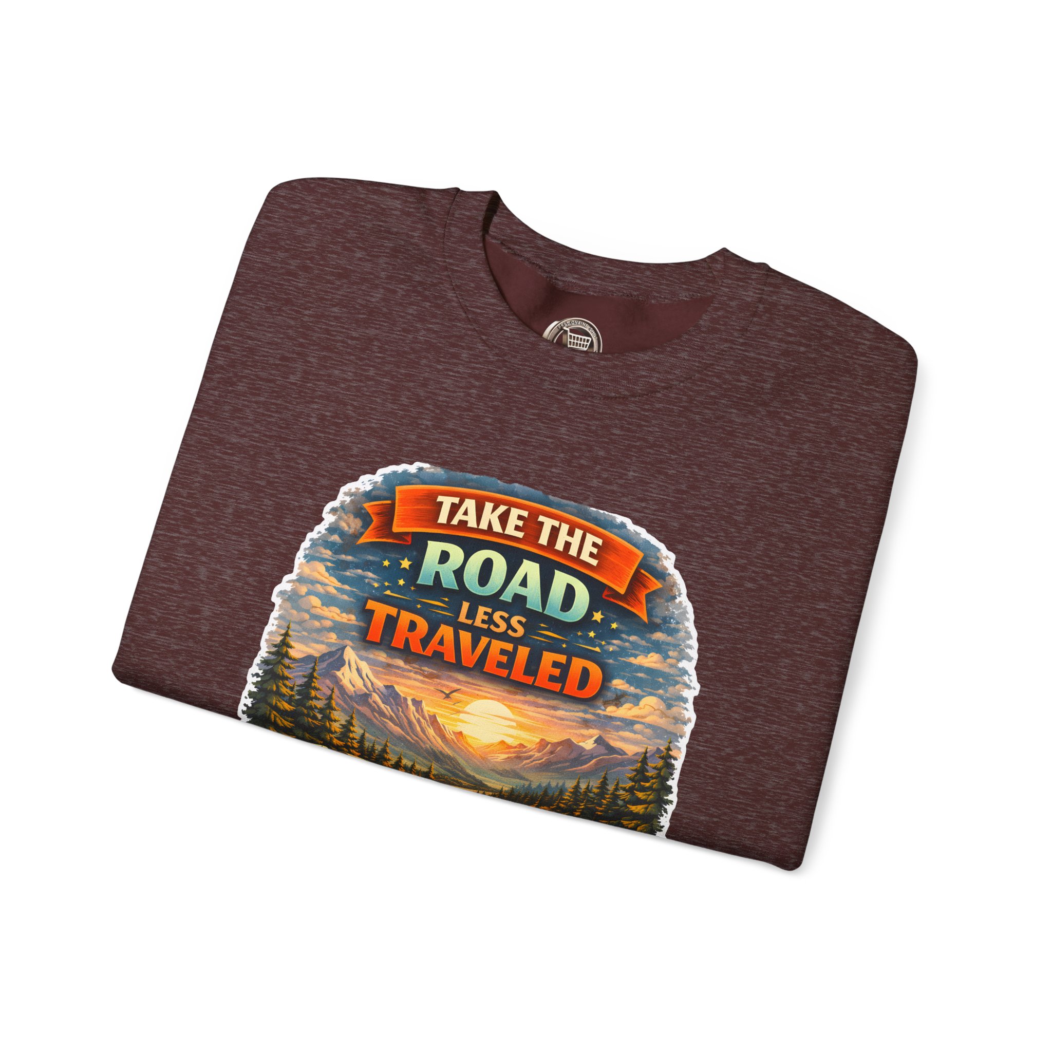7492065385809093233_2048.jpeg Unisex Heavy Blend™ Crewneck Sweatshirt — "Take The Road Less Traveled" Design Scenic-Line