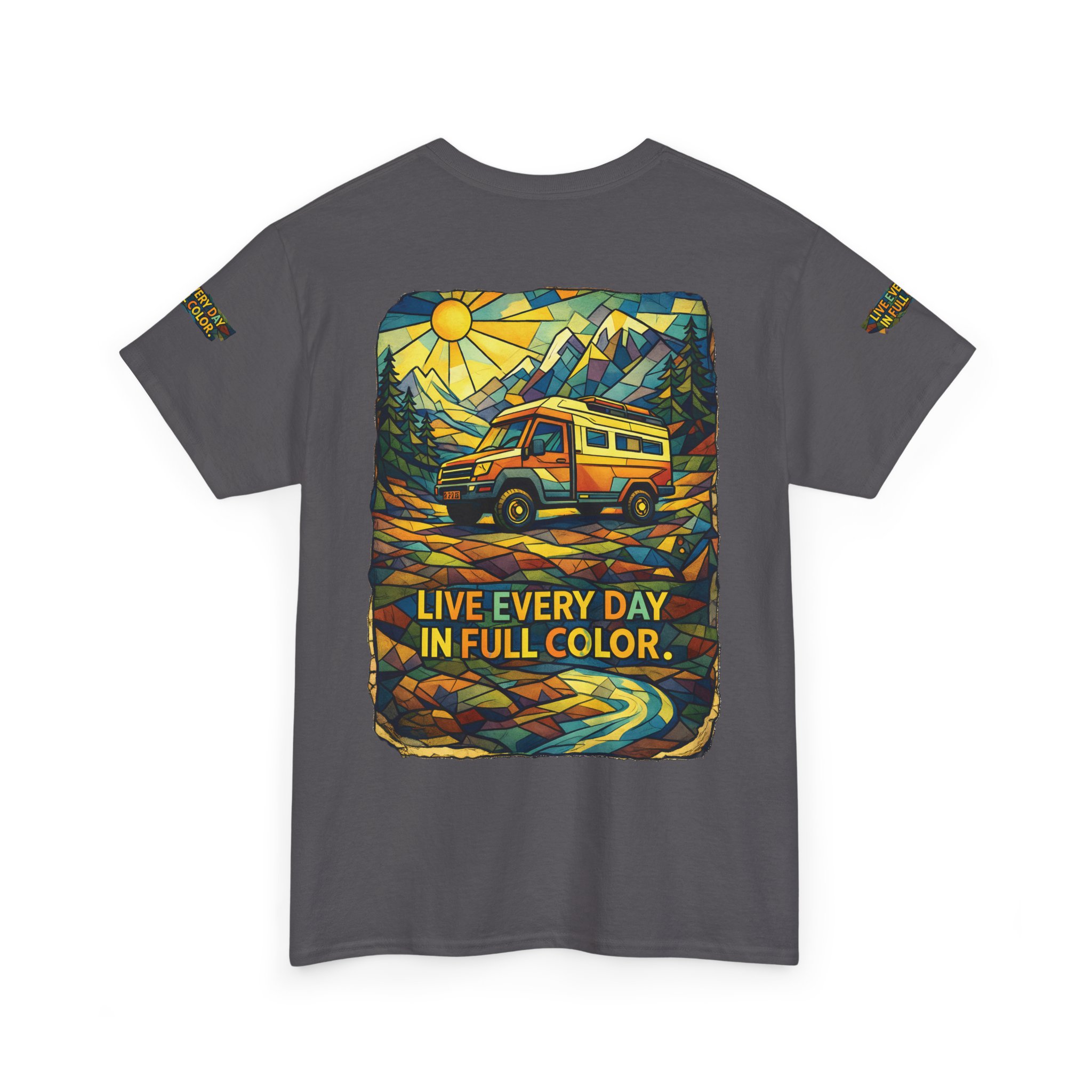 7492863935145204414_2048.jpeg Unisex Heavy Cotton Tee — "Live Life Every Day In Full Color" Design Cubic-Line