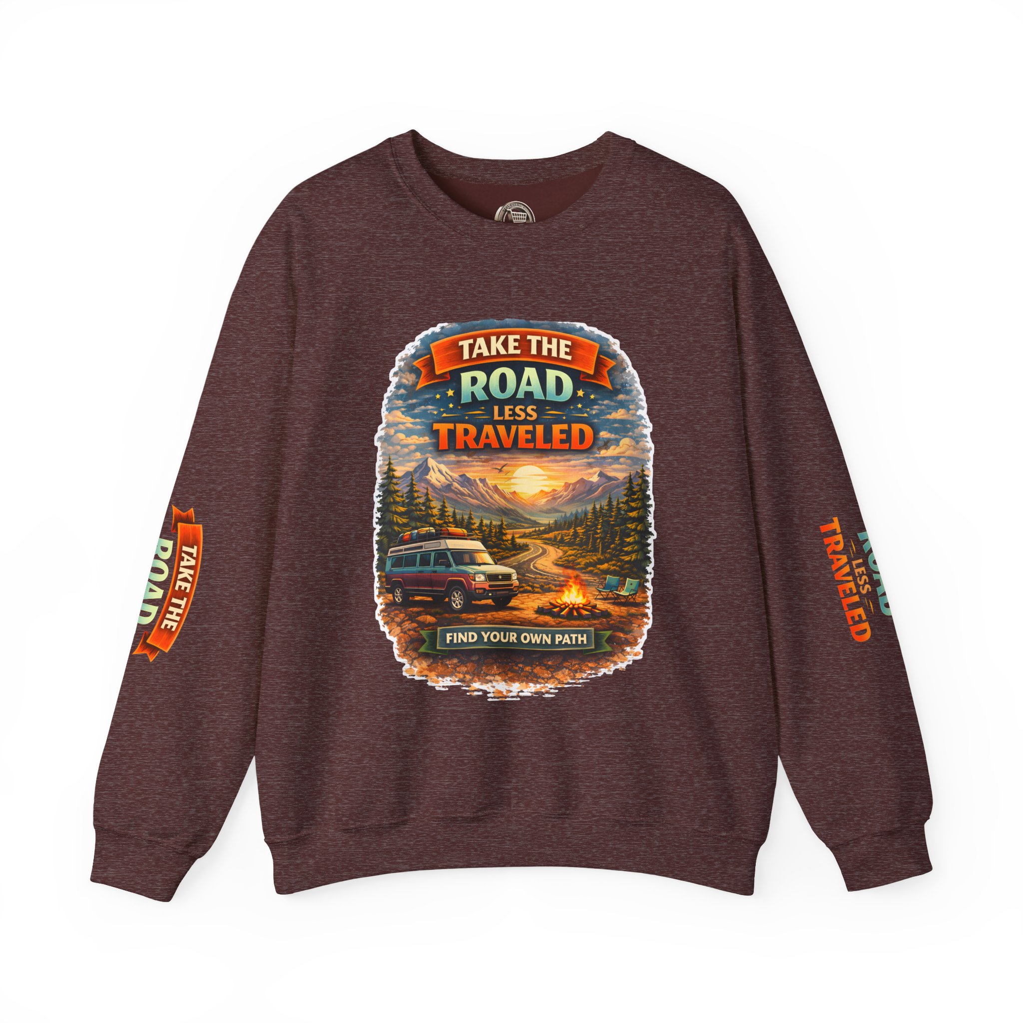 7493668649842663055_2048.jpeg Unisex Heavy Blend™ Crewneck Sweatshirt — "Take The Road Less Traveled" Design Scenic-Line
