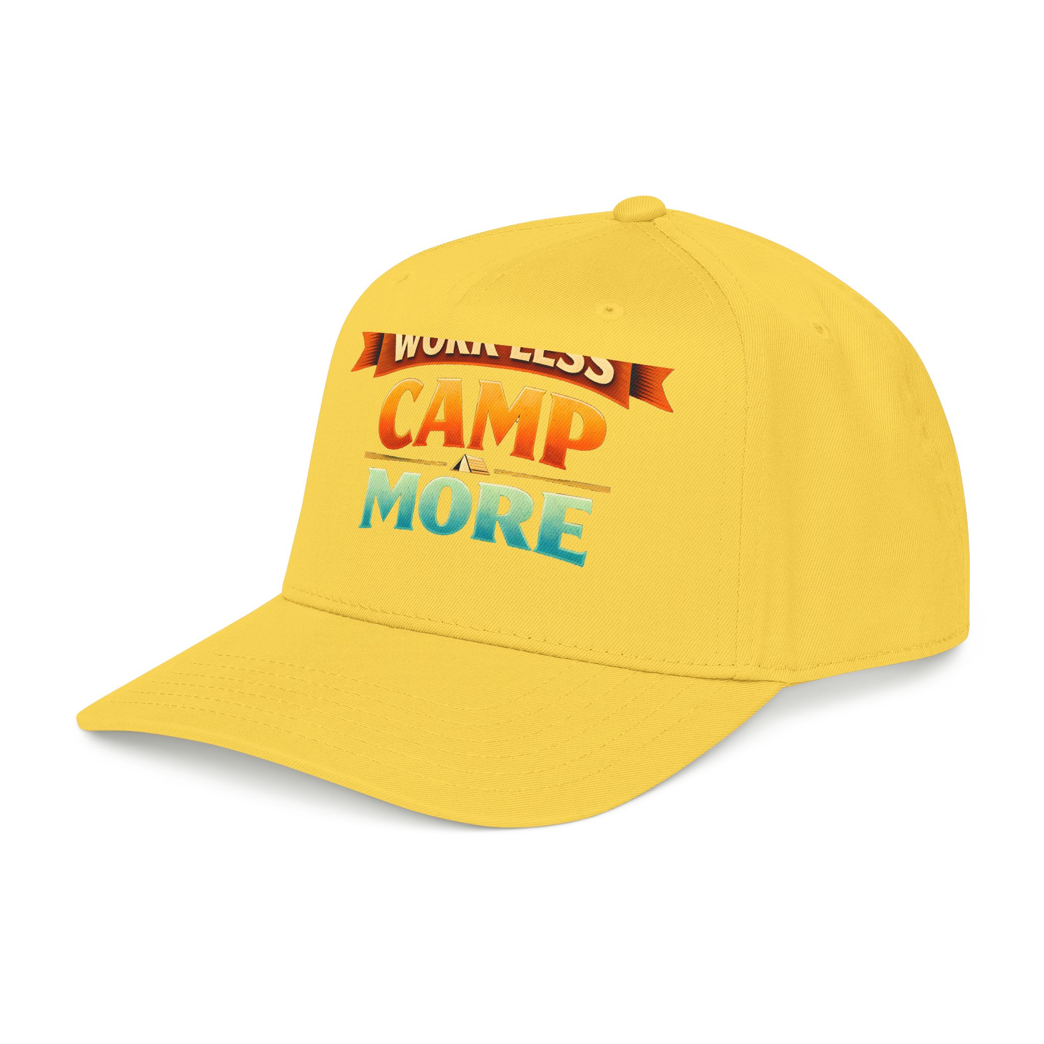 Baseball Cap - "Work Less-Camp More" Design Scenic-Line