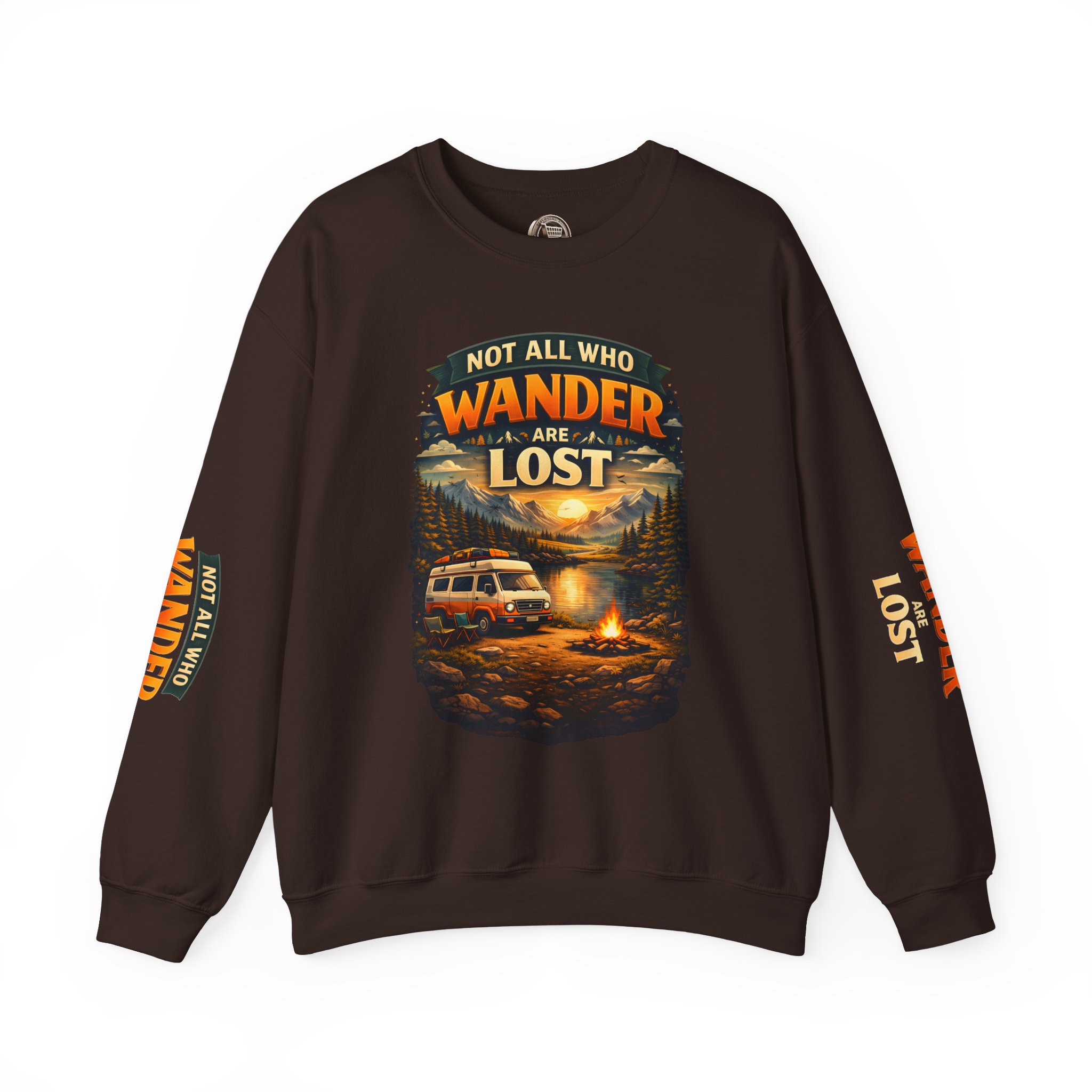Unisex Heavy Blend™ Crewneck Sweatshirt — "Not All Who Wander Are Lost" Design Scenic-Line