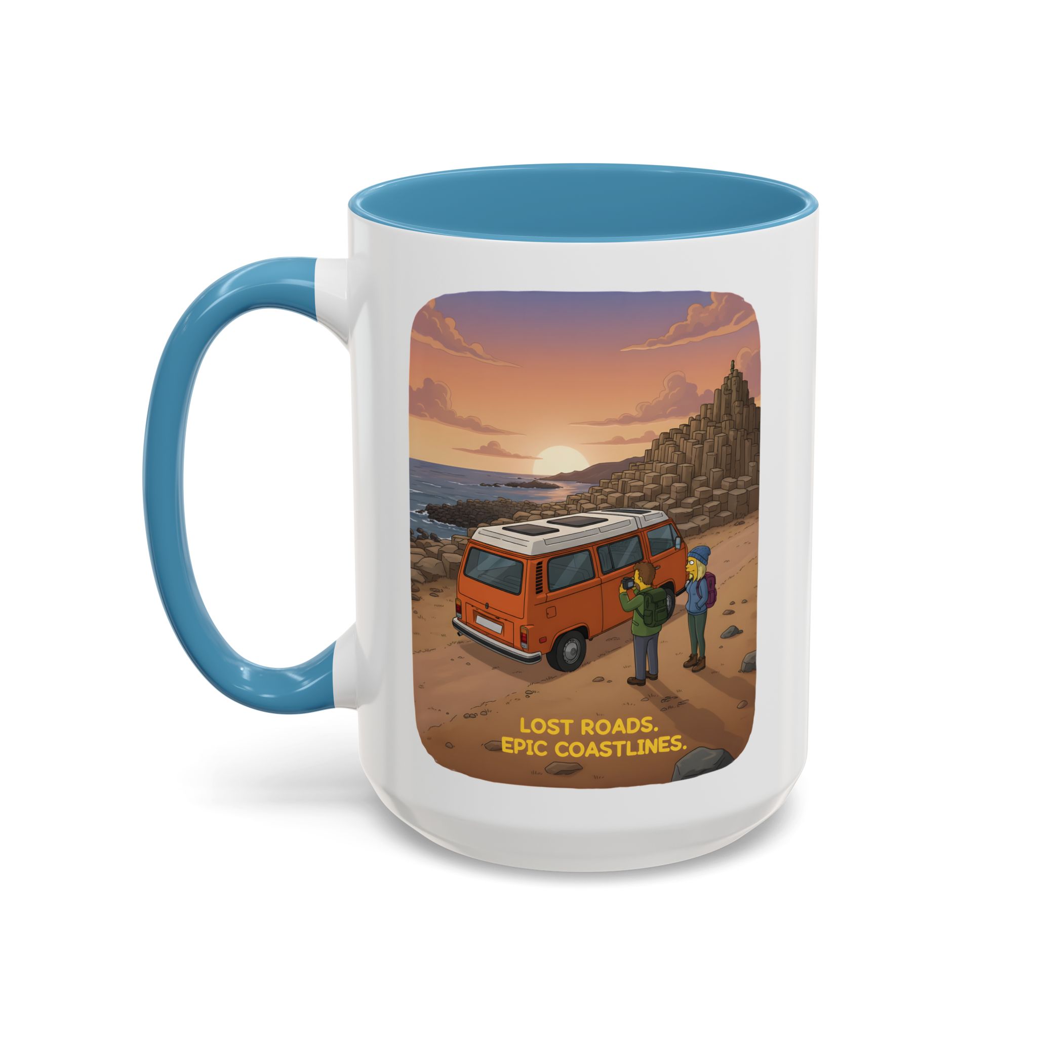 Accent Coffee Mug (11, 15oz) — "Lost Roads Epic Coastlines" Design Sitcom-Line