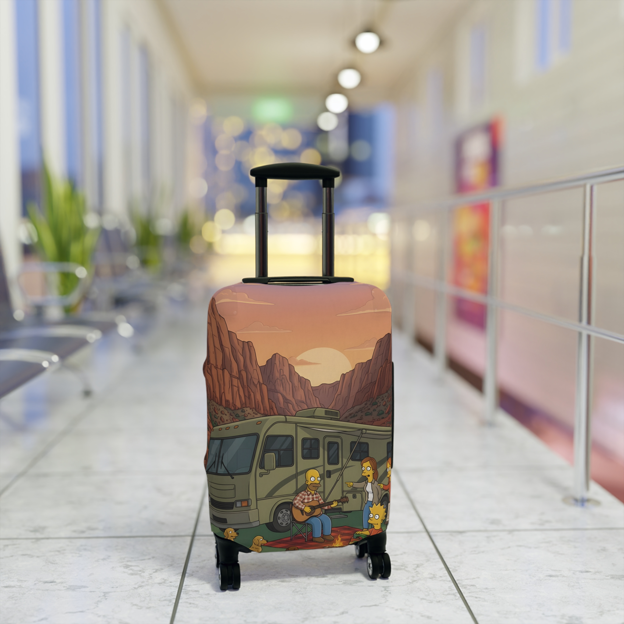 Luggage Cover — Adventure Camper Sketch Travel Suitcase(Design Sitcom-Line)