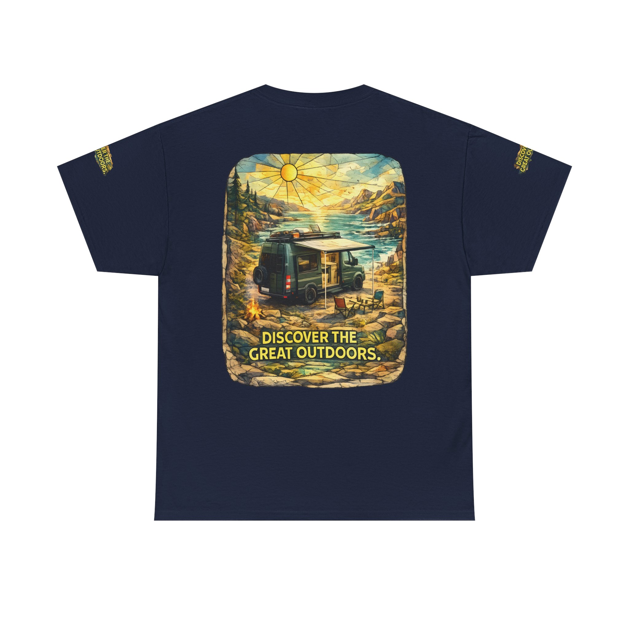 Unisex Heavy Cotton Tee — "Discover The Great Outdoors" Design Cubic-Line