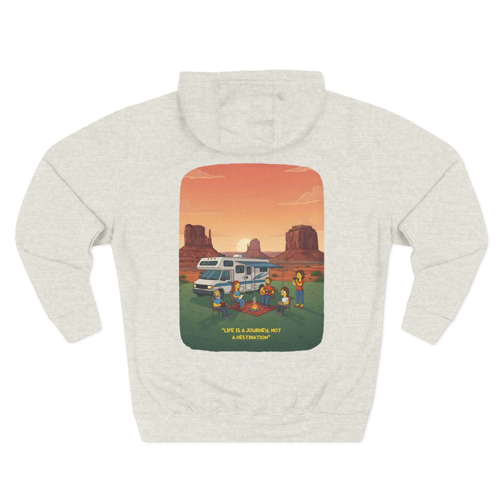 Three-Panel Fleece Hoodie - "Life Is A Journey-Not A Destination" Design Sitcom-Line