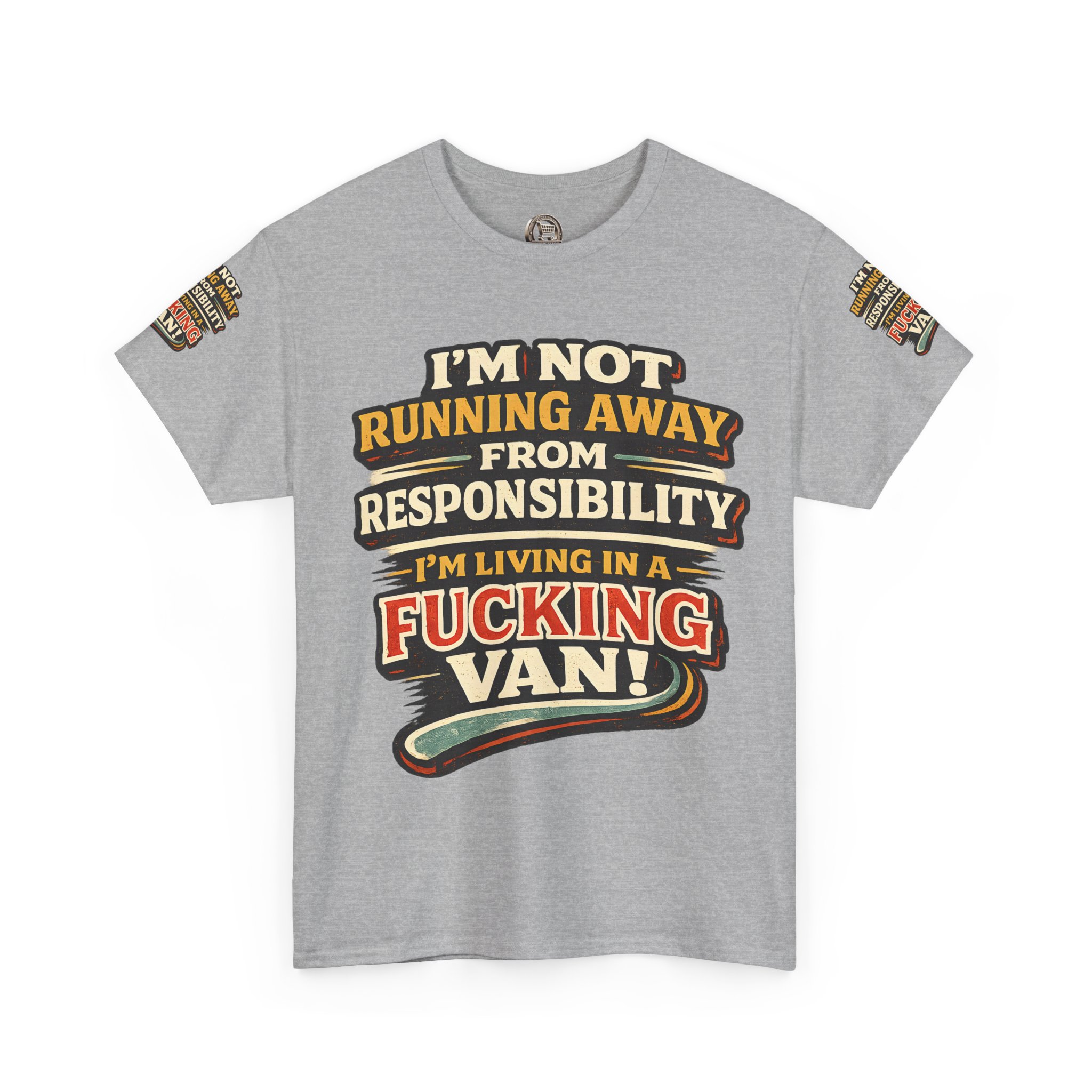 Unisex Heavy Cotton Tee — "I`m Not running Away" Design F**K-Line