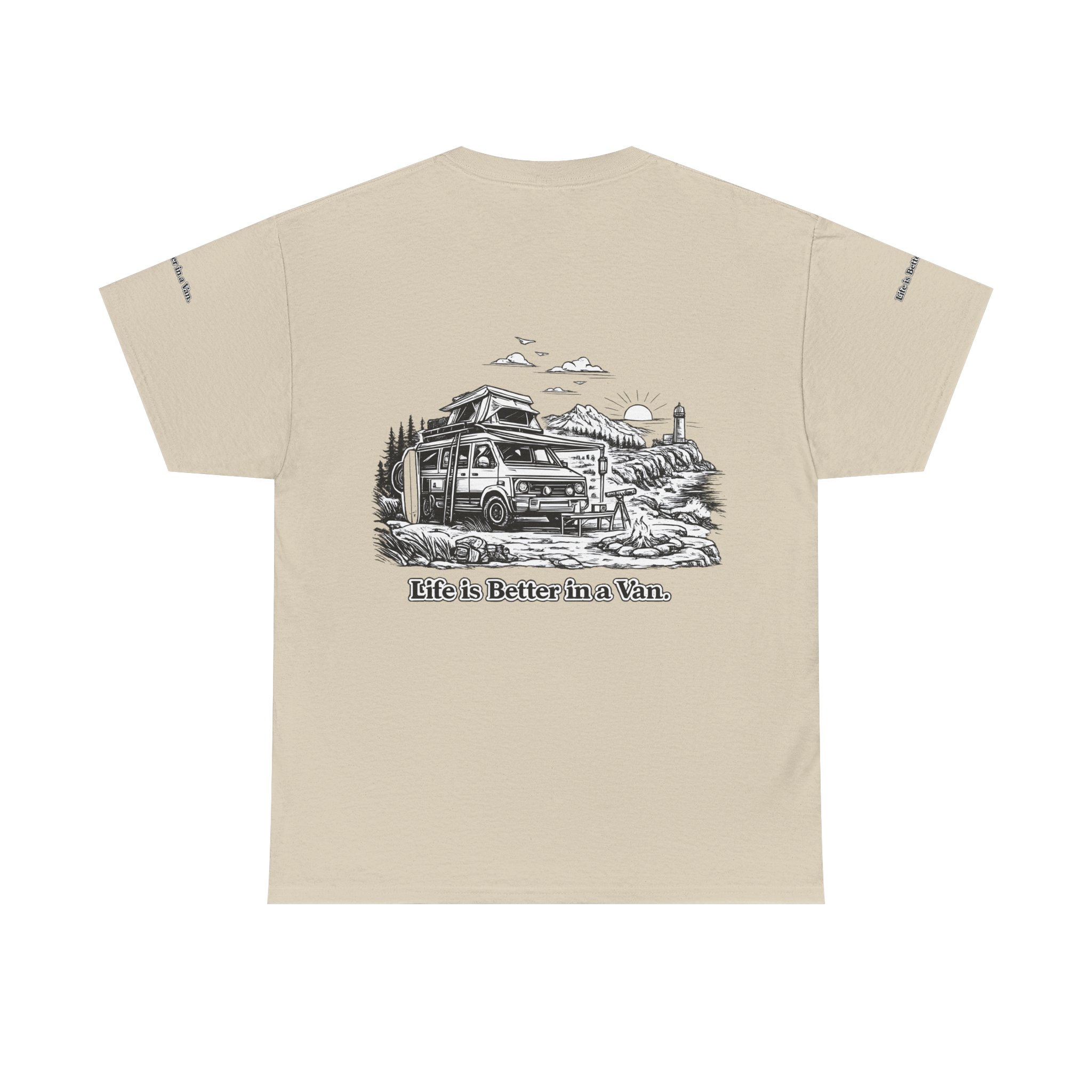 Unisex Heavy Cotton Tee — "Life Is Better In A Van" Design Minimal-Line