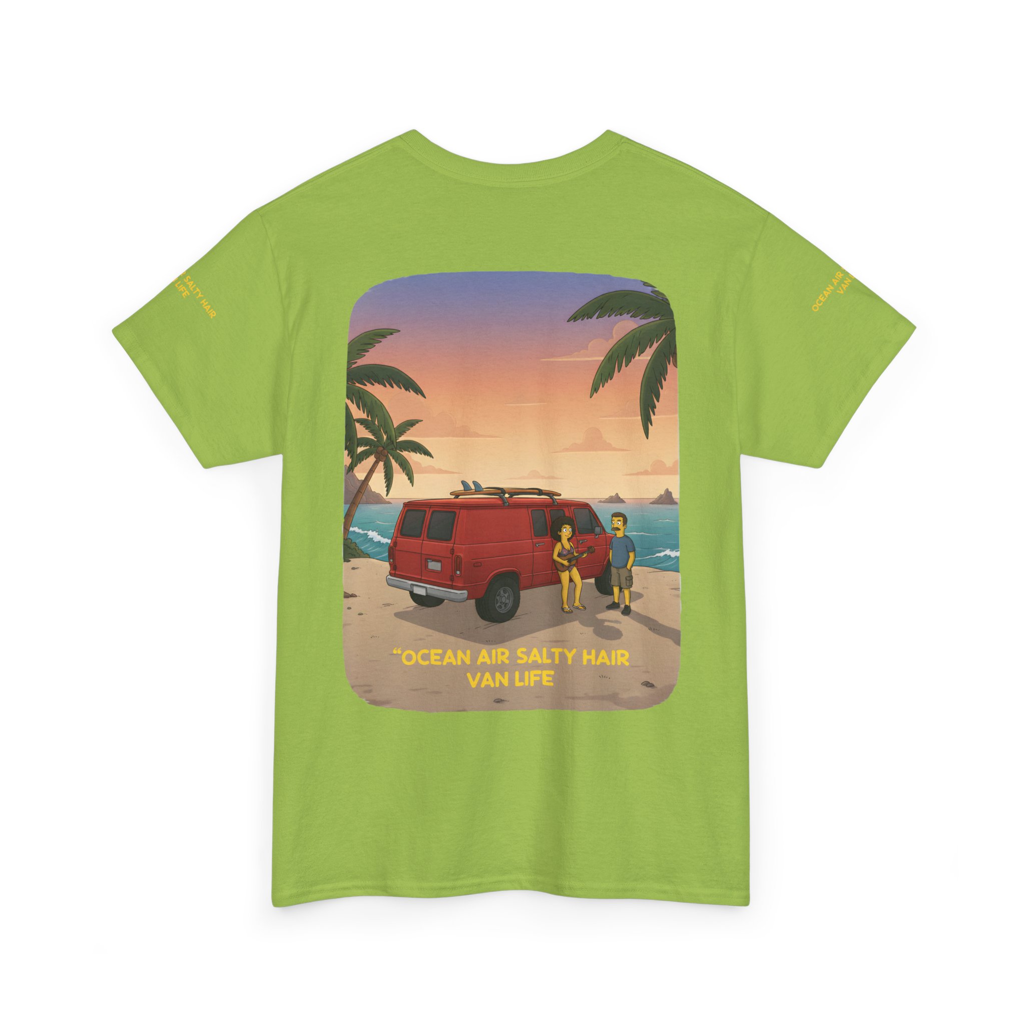 Unisex Heavy Cotton Tee — "Ocean Air Salty Hair Van Life" Design Sitcom-Line